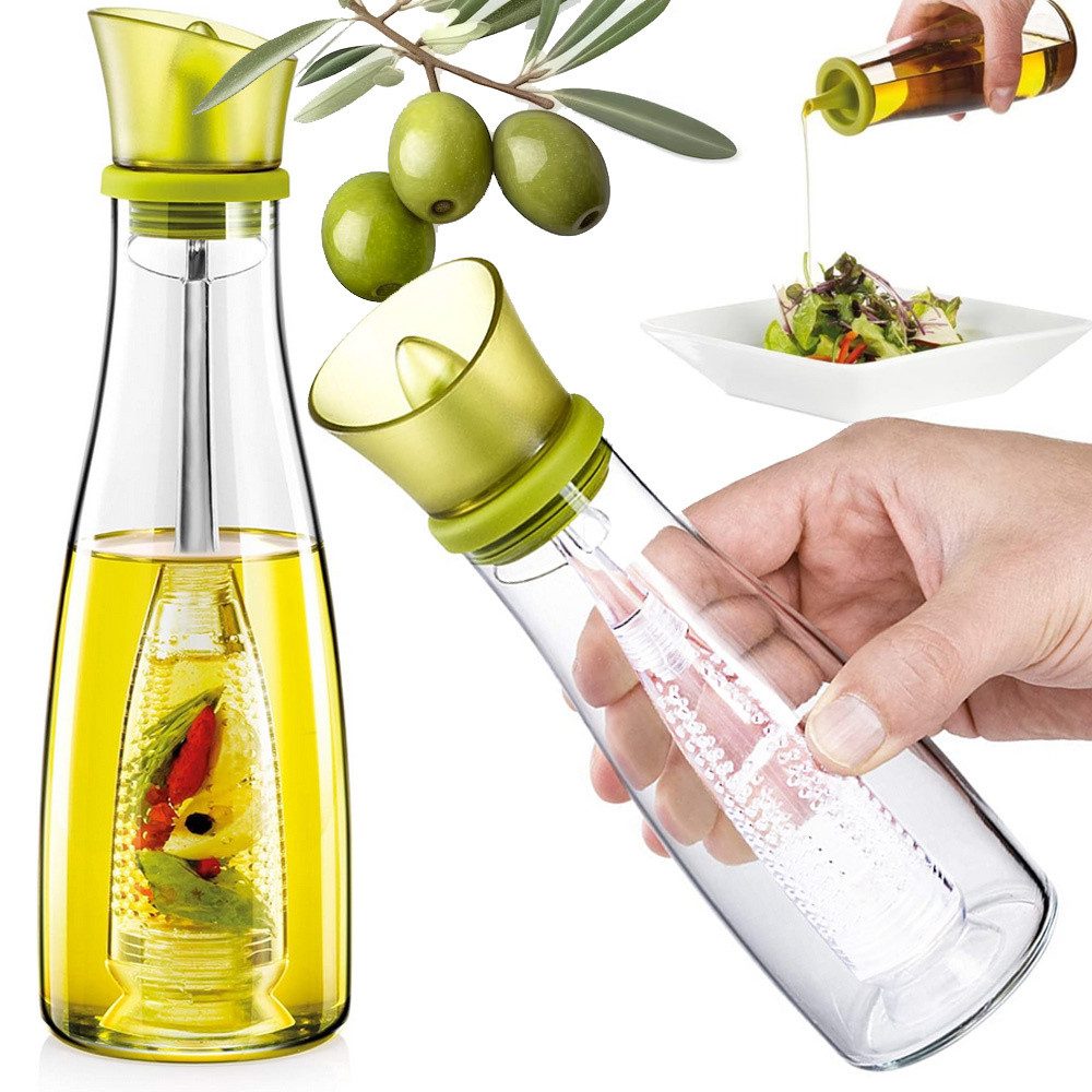 Ölspender Ölflasche mit Aromasieb 500 ml aus Glas - Fach für Kräuter & Gewürze