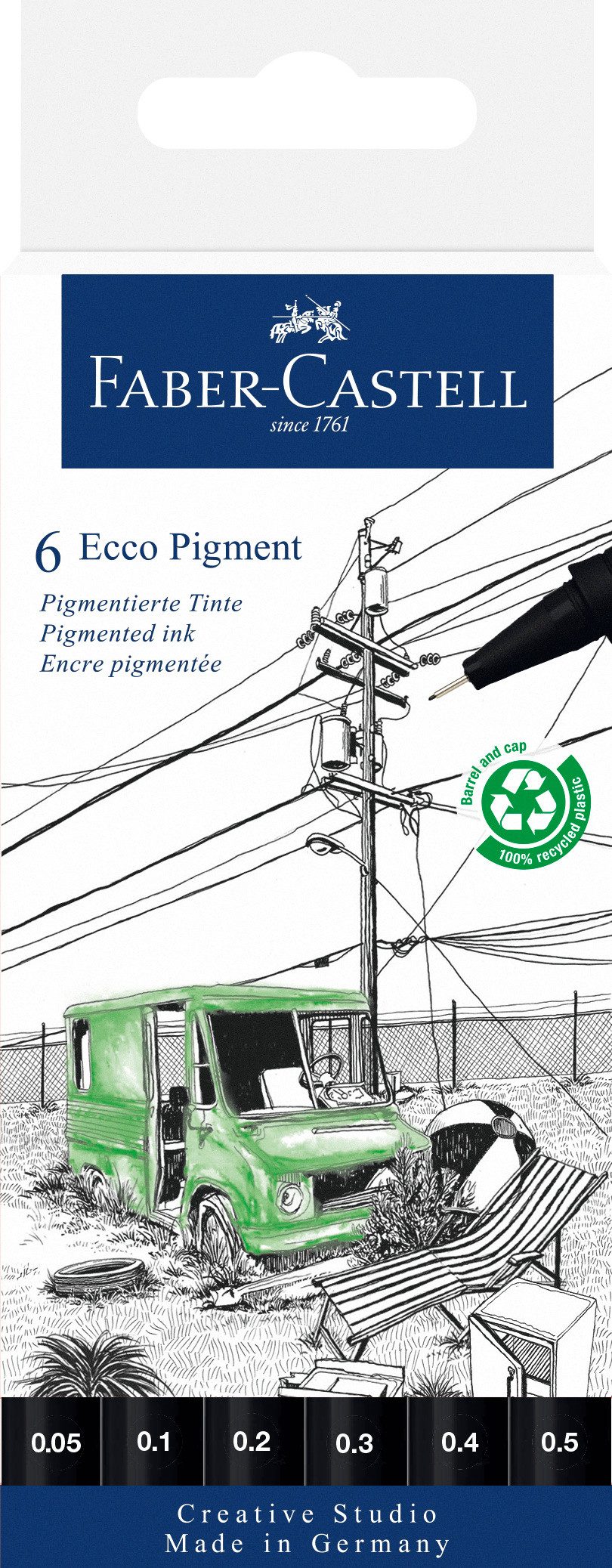 Faber-Castell Tintenroller Faber Castell Tintenschreiber Ecco Pigment mm sw 6er