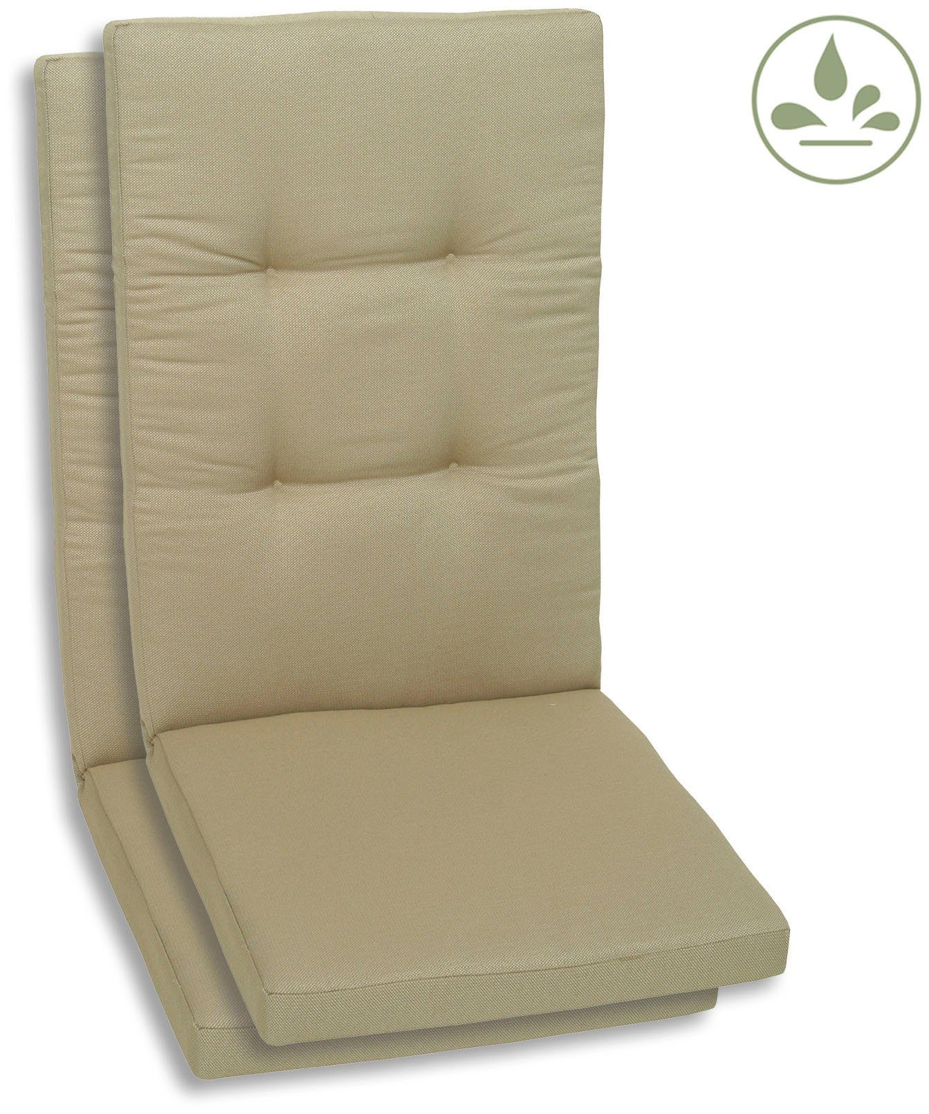 GO-DE Hochlehnerauflage, (Set, 2 St), wasserabweisend