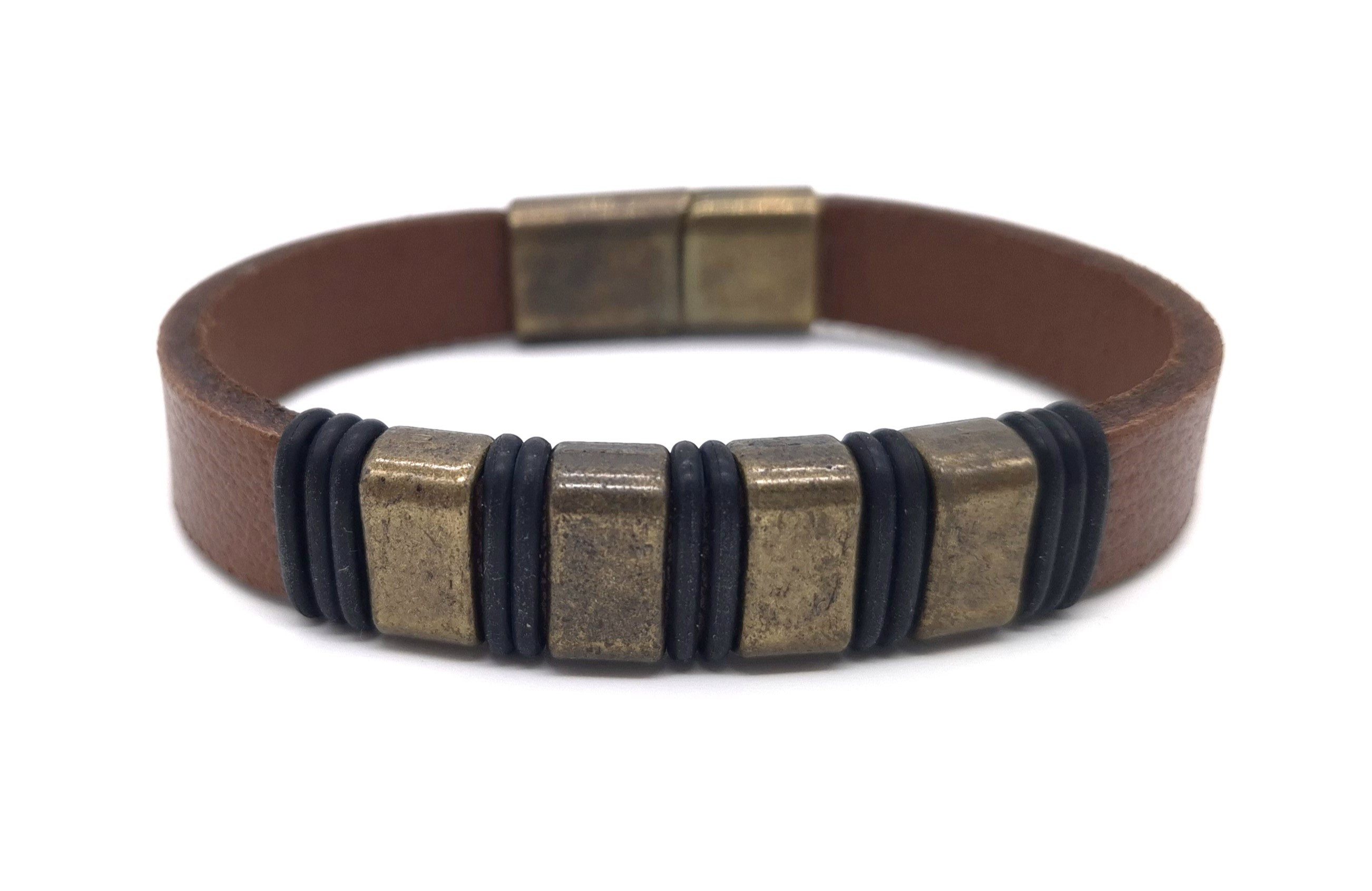 NAHLE Lederarmband Leder Armband aus Echtleder Braun Armschmuck (inkl. Schmuckbox), aus Echtleder mit Edelstahl