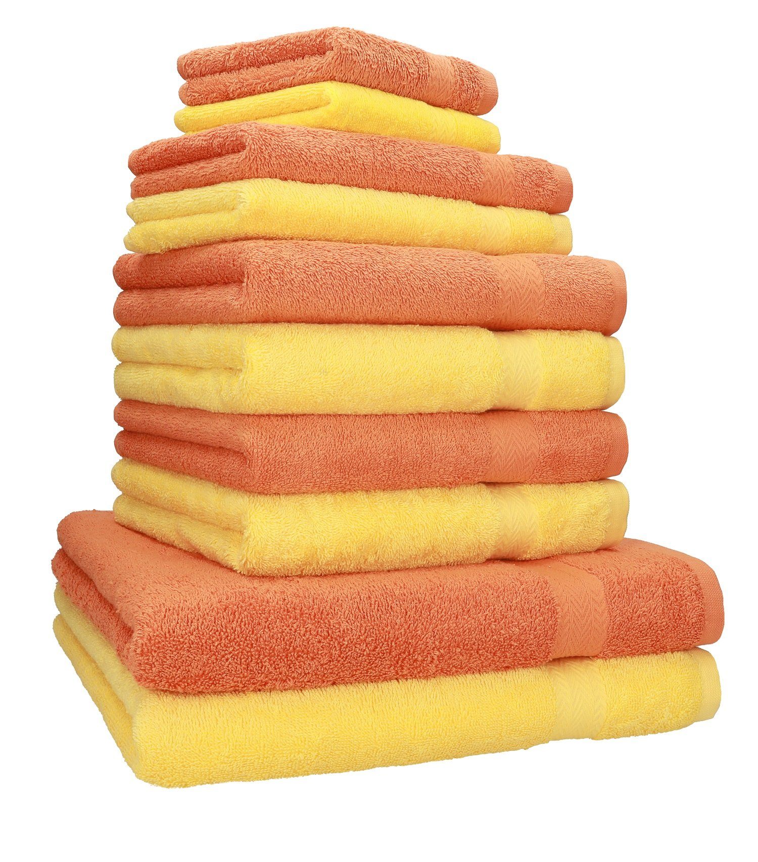 Betz Handtuch Set 10-TLG. Handtuch-Set Classic Farbe orange und gelb, 100% Baumwolle
