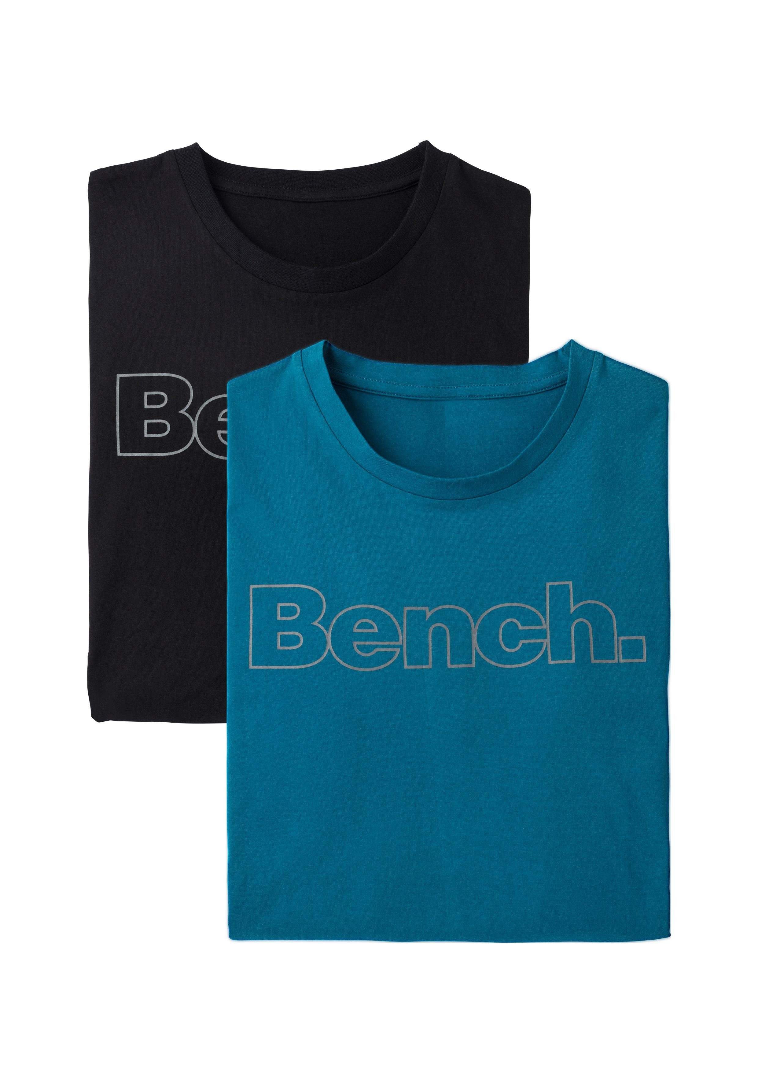 Bench. mit Bench. schwarz vorn petrol, Print T-Shirt (2-tlg) Loungewear