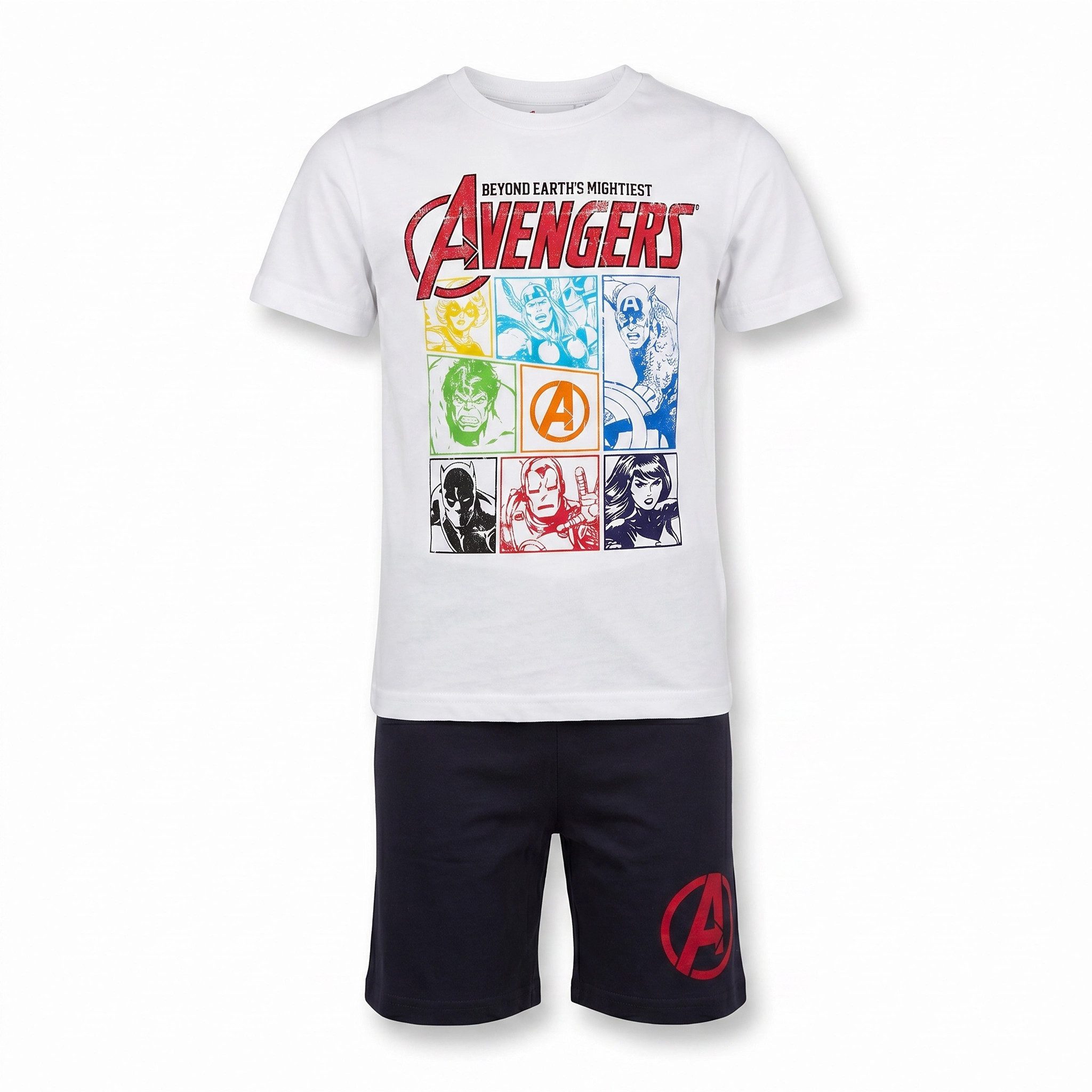MARVEL Schlafanzug Marvel Avengers Kinder Schlafanzug Pyjama kurz Shirt Shorts Gr. 98-128