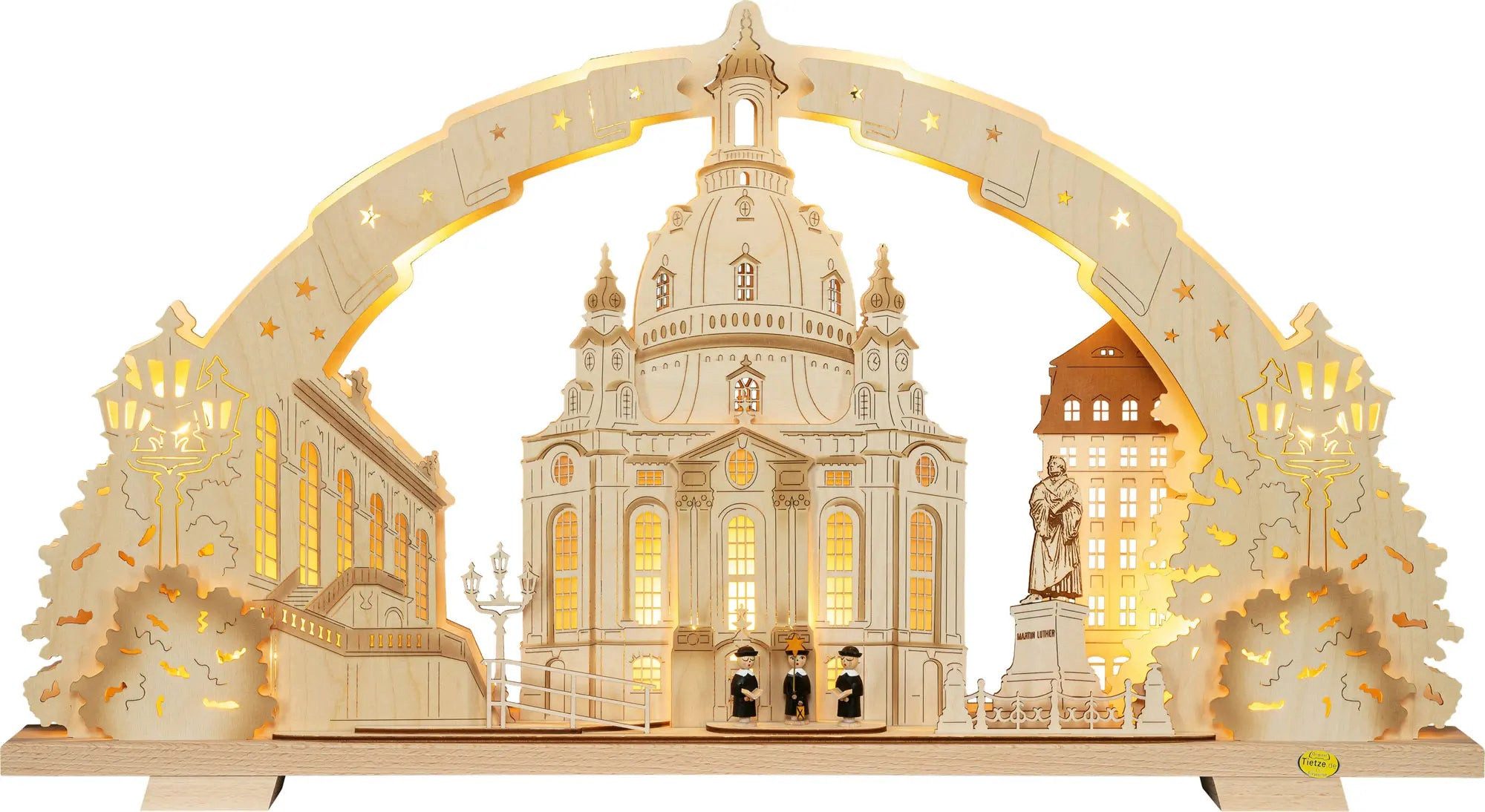 Tietze Erzgebirgsdesign LED Schwibbogen Dresdener Frauenkirche exklusiv, 70x39x7,5 cm (BxHxT)
