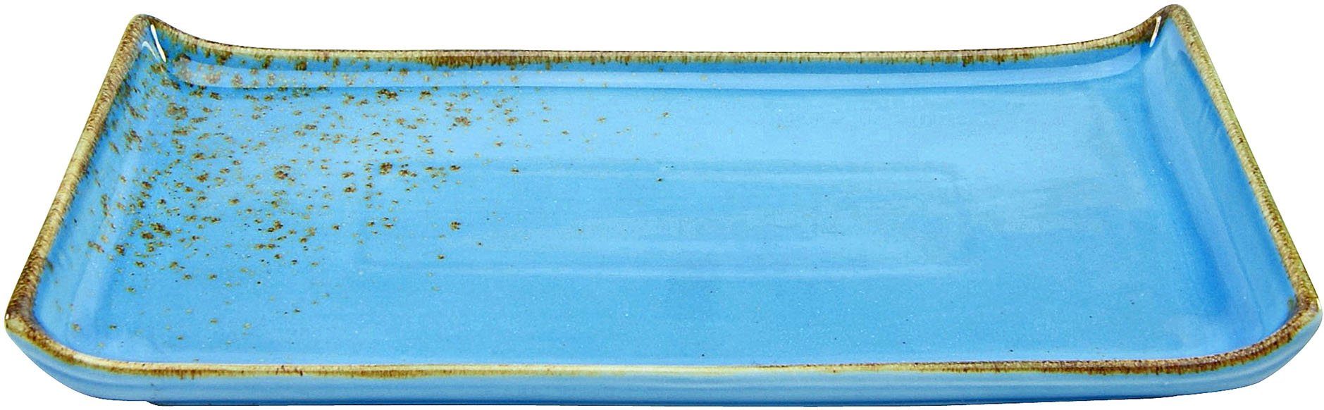 CreaTable Servierplatte Nature Set, Collection, Steinzeug, 33x16,5 cm Servier (Set, blau 2-tlg)