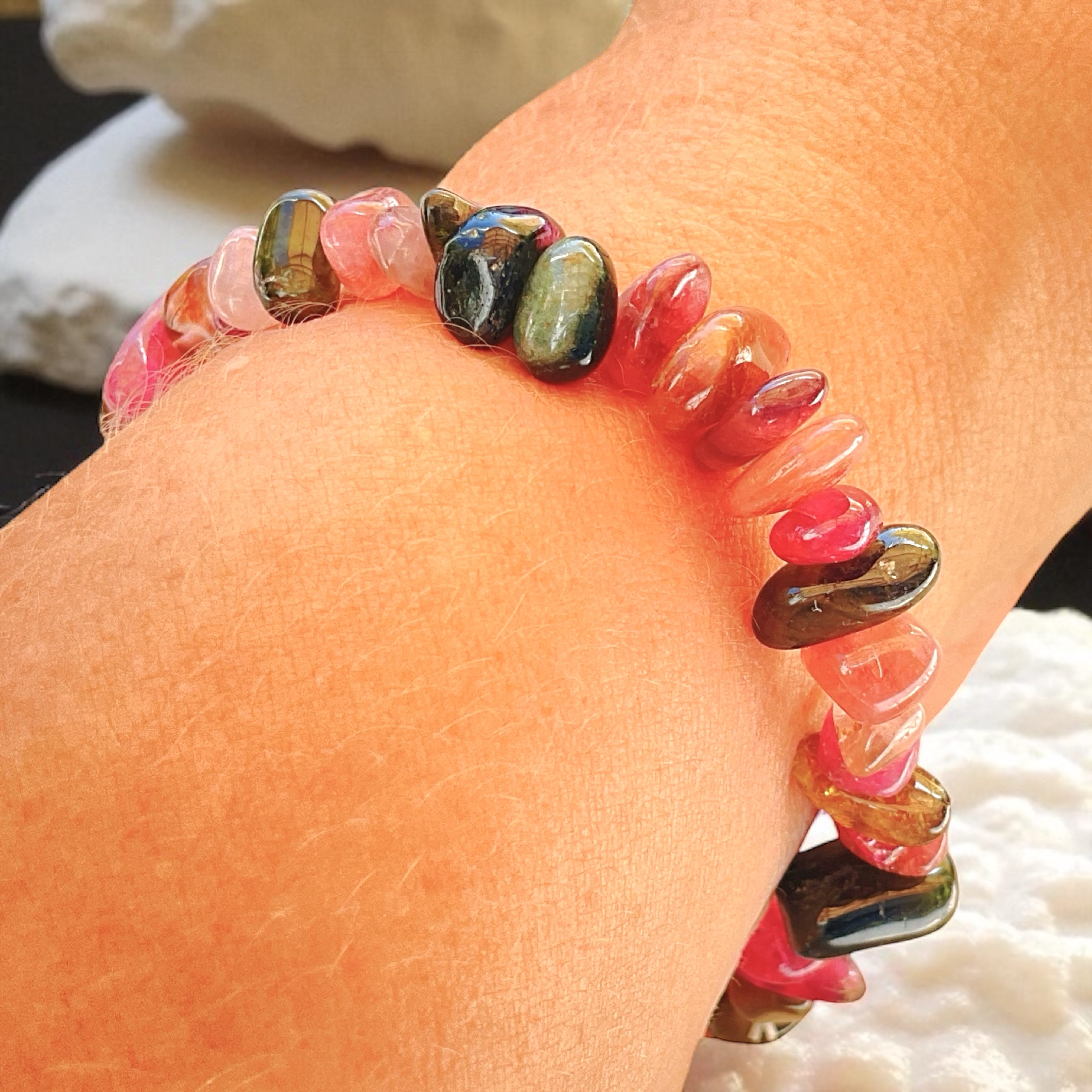 Steinfixx® Armband Turmalin bunt Splitterarmband - Brasilien - starker Schu günstig online kaufen