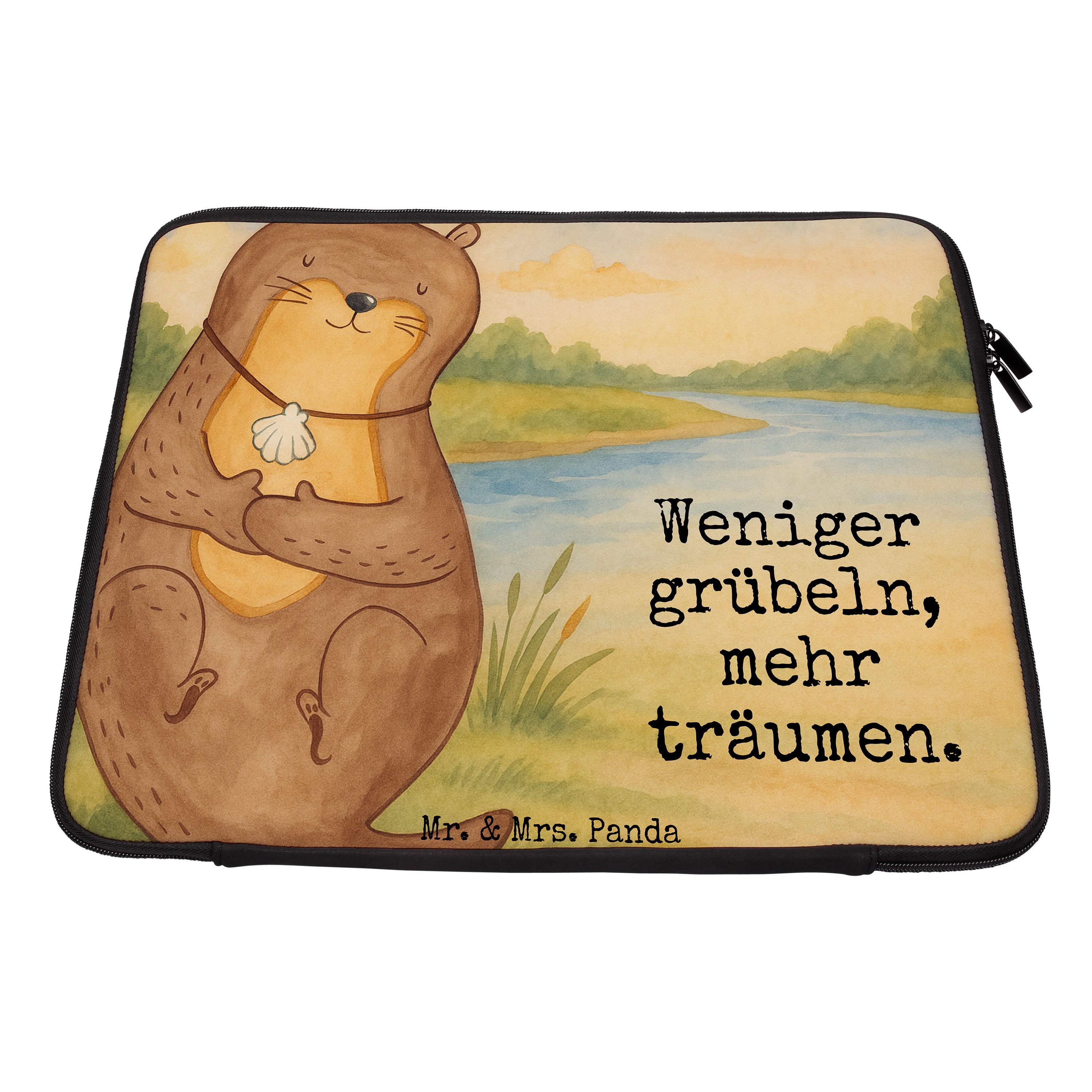 Mr. & Mrs. Panda Laptop-Hülle Otter Muschel Design, Laptop Tasche 17" 40 x 30 cm, Weiß, Optimistisc, Notebook Tasche Laptop Tasche Notebook Sleeve