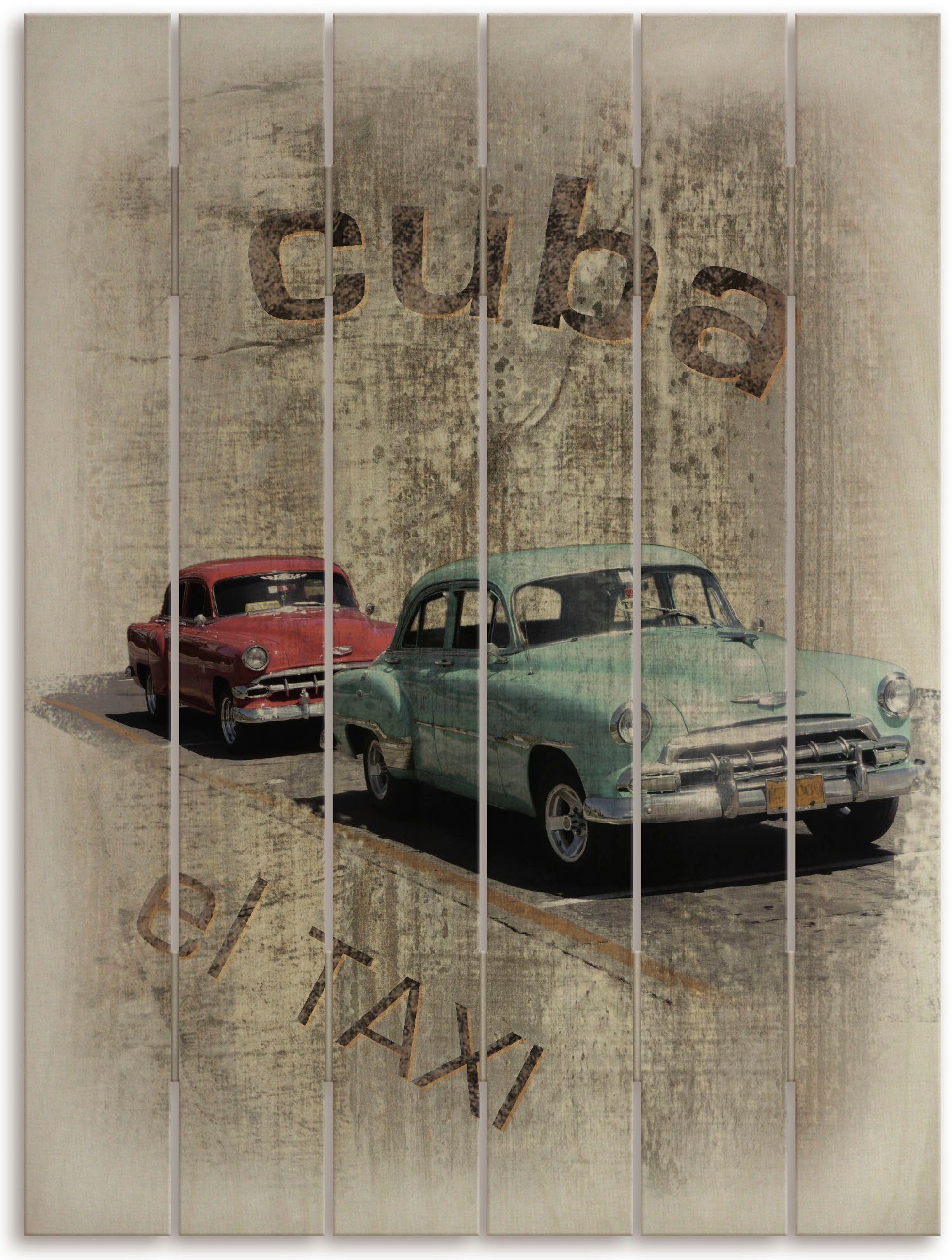 Artland Holzbild Auto St) Das (1 Taxi, - Kuba