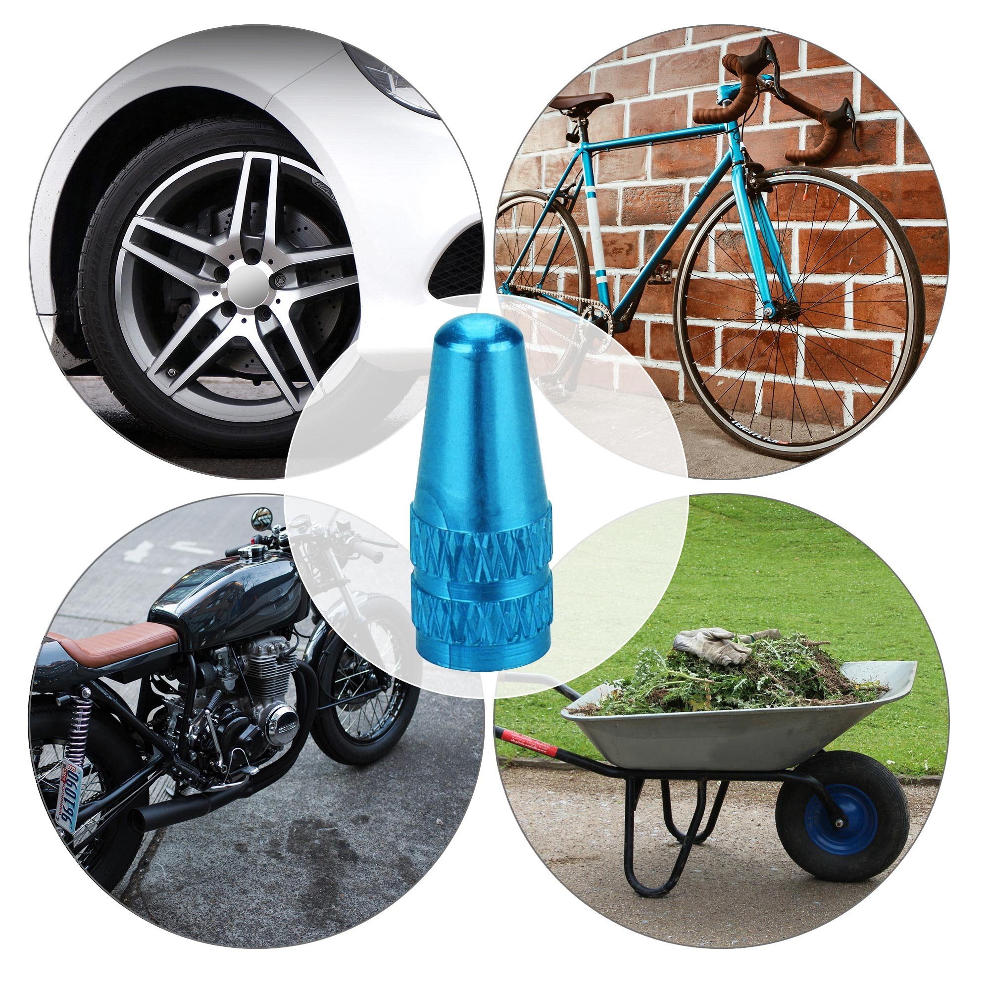 kwmobile Ventilkappe 5x Fahrrad Ventilkappen Abdeckung, (5-St), Sclaverandventil Metall Kappen - Mountainbike Rad Ventildeckel – Bild 5 von 5