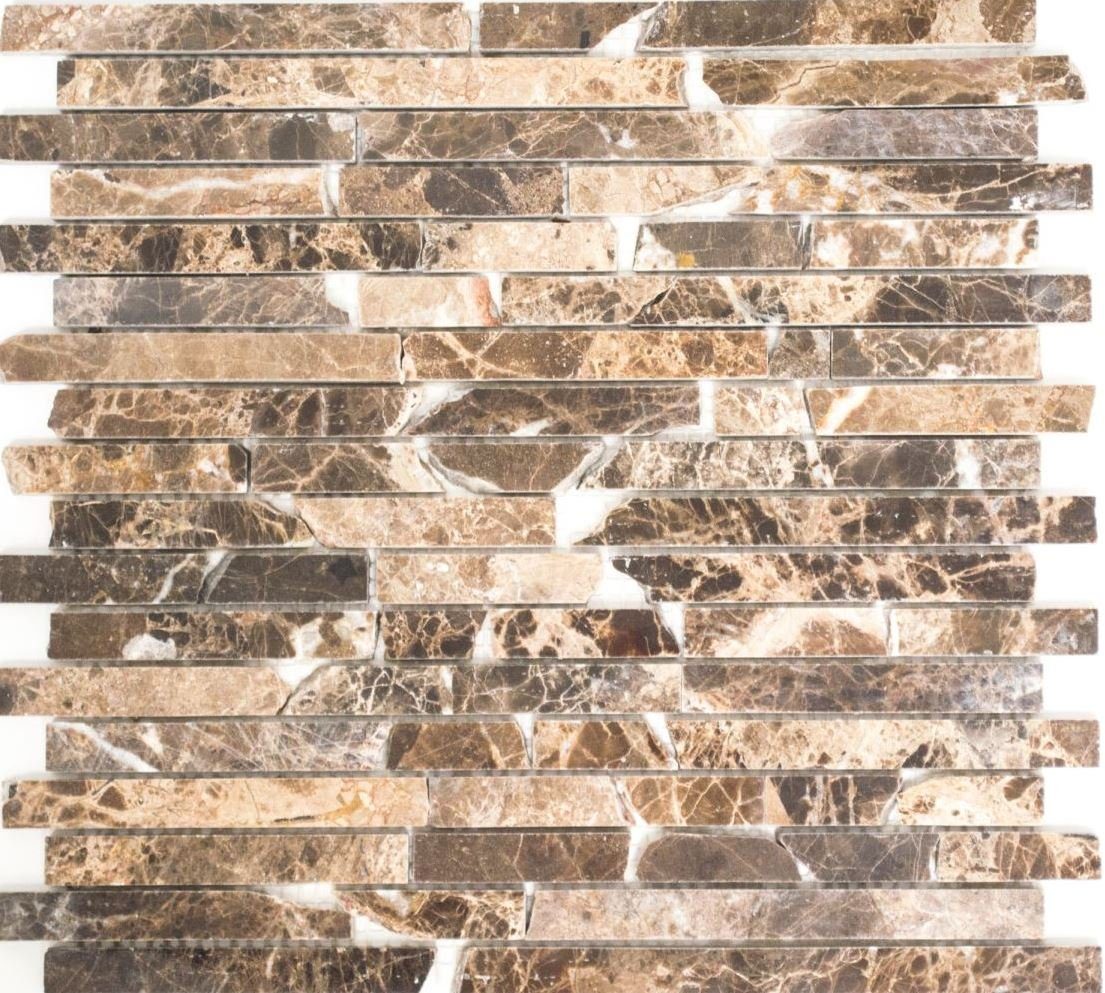 Mosani Mosaikfliesen Mosaik Marmor Naturstein Verbund dunkelbraun poliert glänzend Bad