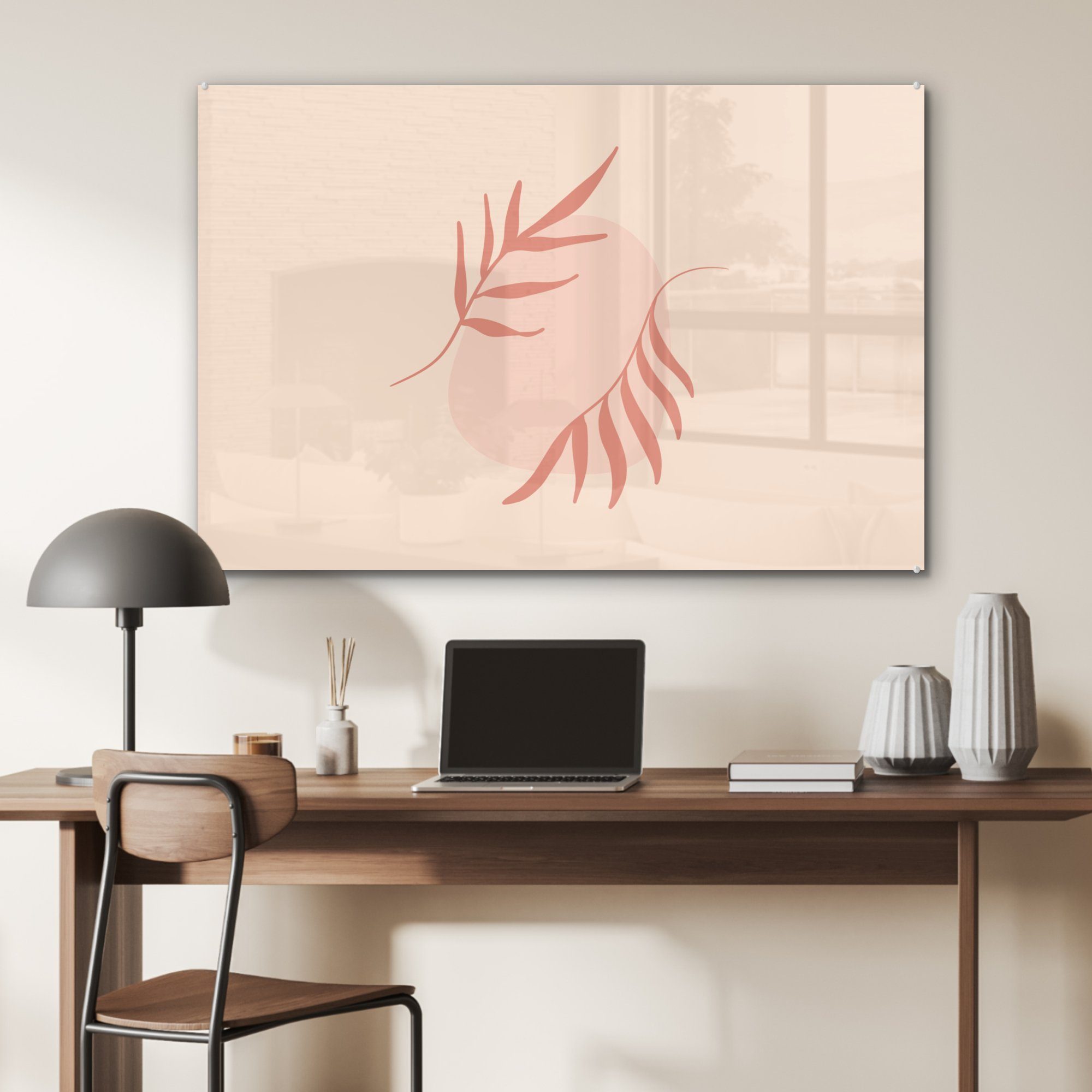 MuchoWow Acrylglasbild Illustration Zweigen, St), abstrakten & zwei (1 Wohnzimmer Schlafzimmer von Acrylglasbilder