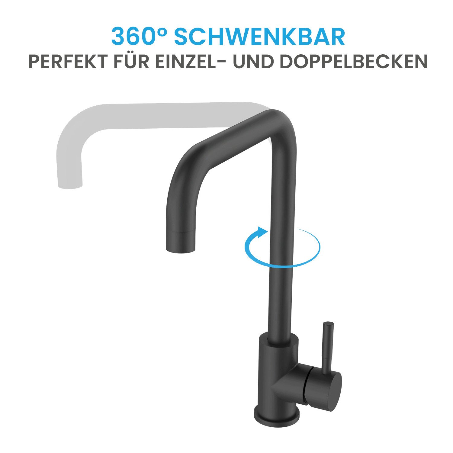Bächlein Spültischarmatur Küchenarmatur Plivo in stilvollem Design, Wasserhahn Küche extra hoher Auslauf – Bild 4 von 5