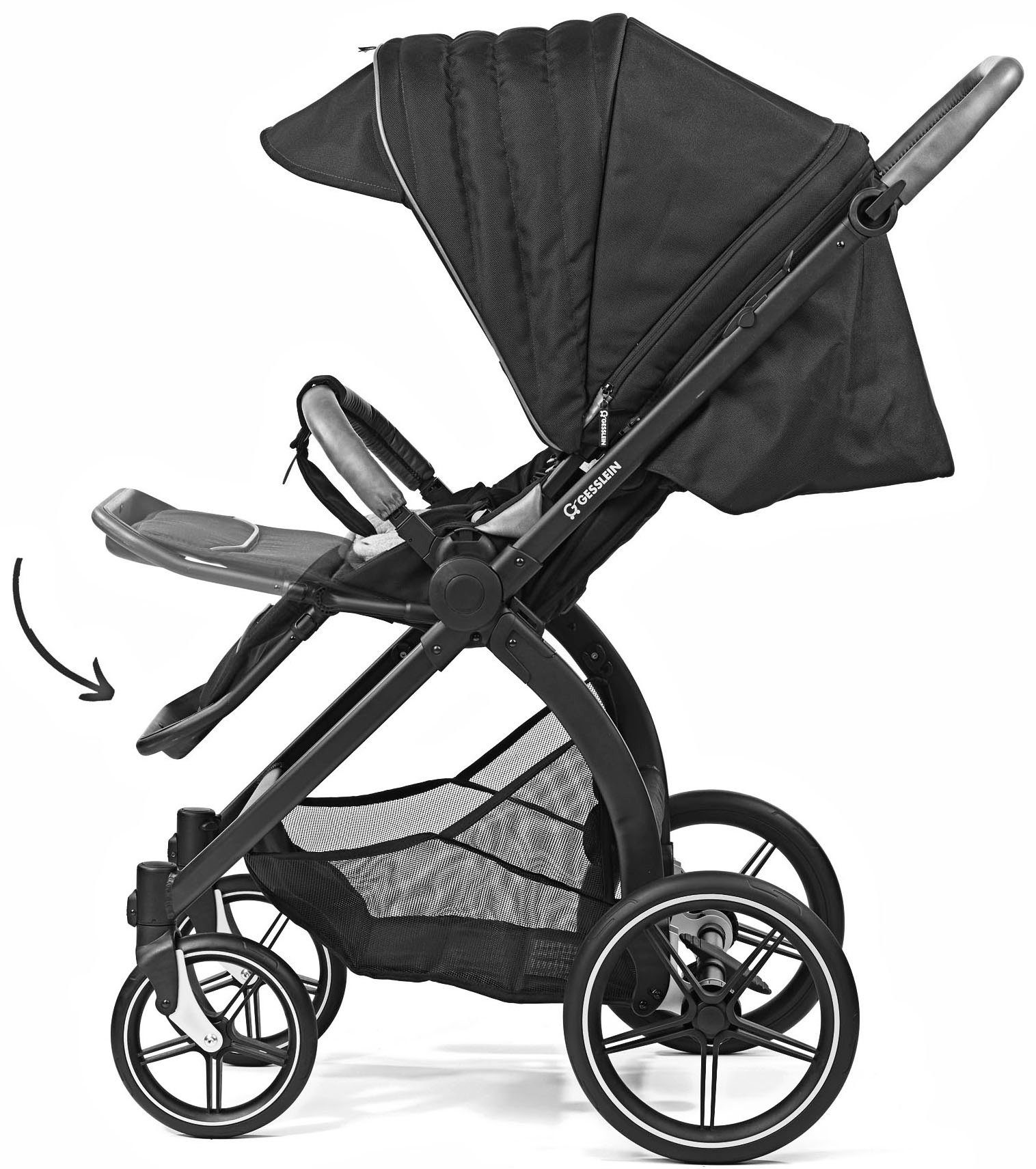 Aufsatz Kombi-Kinderwagen C3 Gesslein Soft+ Babywanne mit FX4 Swing beere, schwarz, mit und Babyschalenadapter