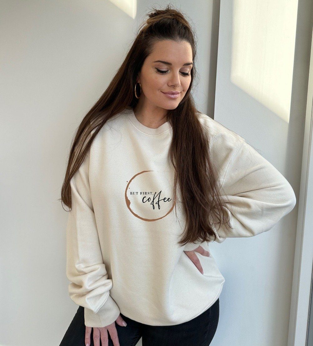 ANNIS Fashion Accessoires "COFFEE" Baumwollanteil, (1-tlg) Sweatshirt Oversized hoher & Bio