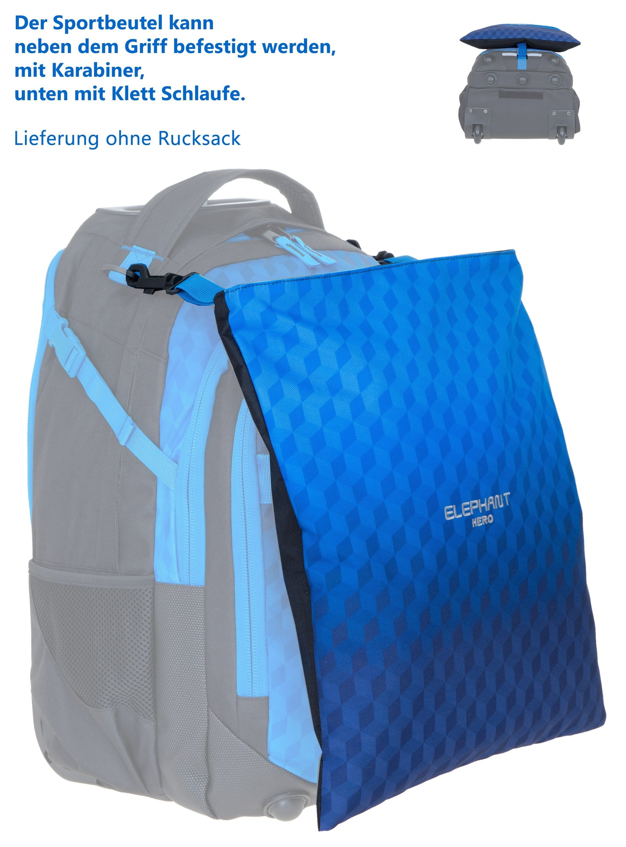 ELEPHANT Turnbeutel Sportbeutel Attach Bag Hero Signature Tasche, für Jungen Mädchen Schubeutel Gymbag + Trinkflasche – Bild 3 von 5
