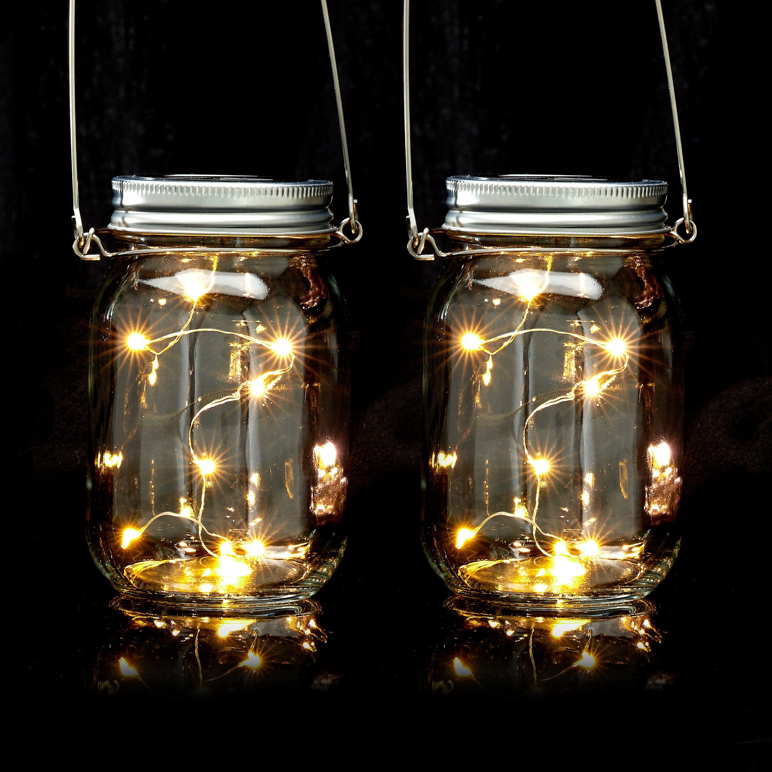 Gartenleuchte LED Solar Glas 2er Set