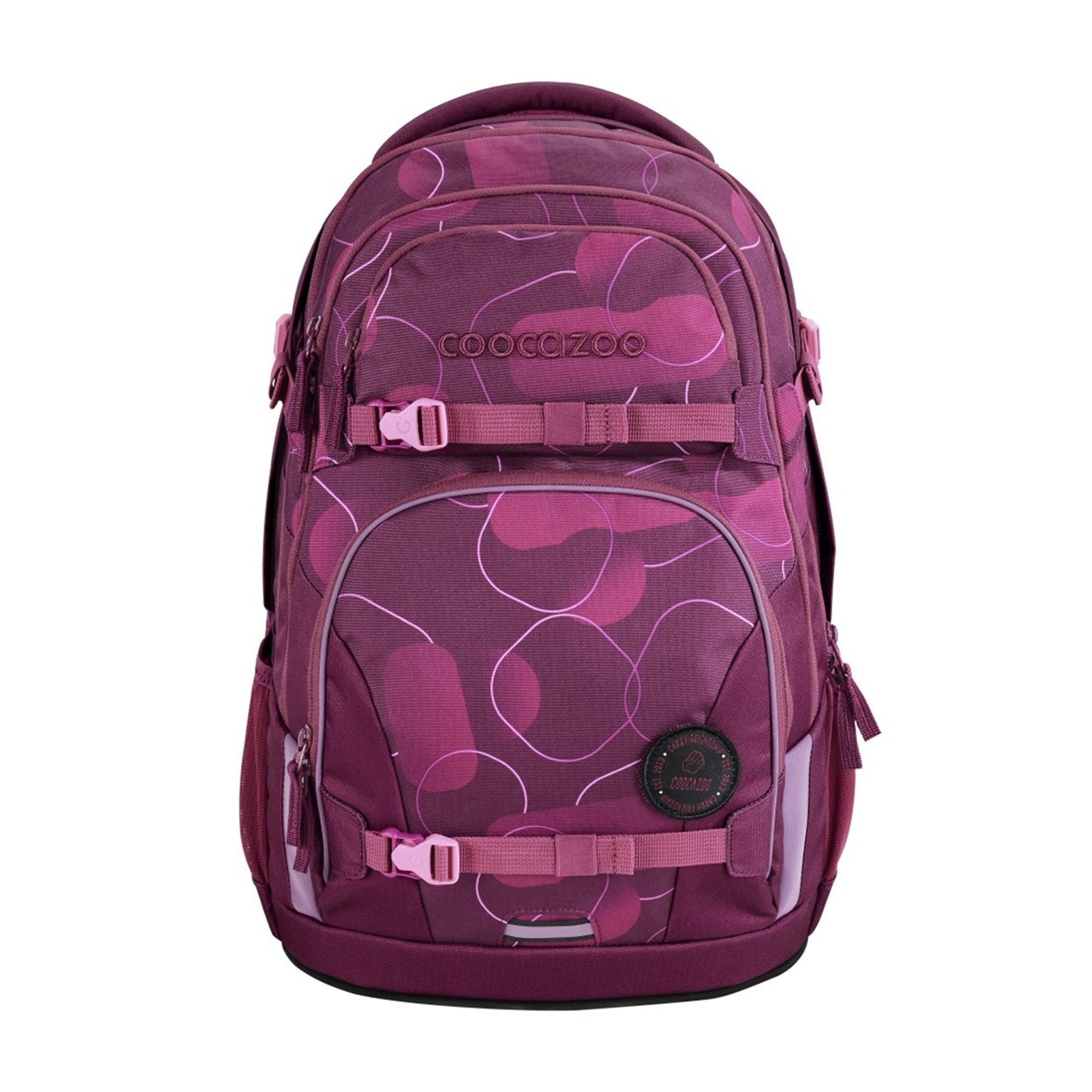 coocazoo Schulranzen Schulrucksack-Set PORTER Berry Bubbles 2-teilig (2-teilig), ergonomisch, Körpergröße: 135 - 180 cm, Easy-Grow-System
