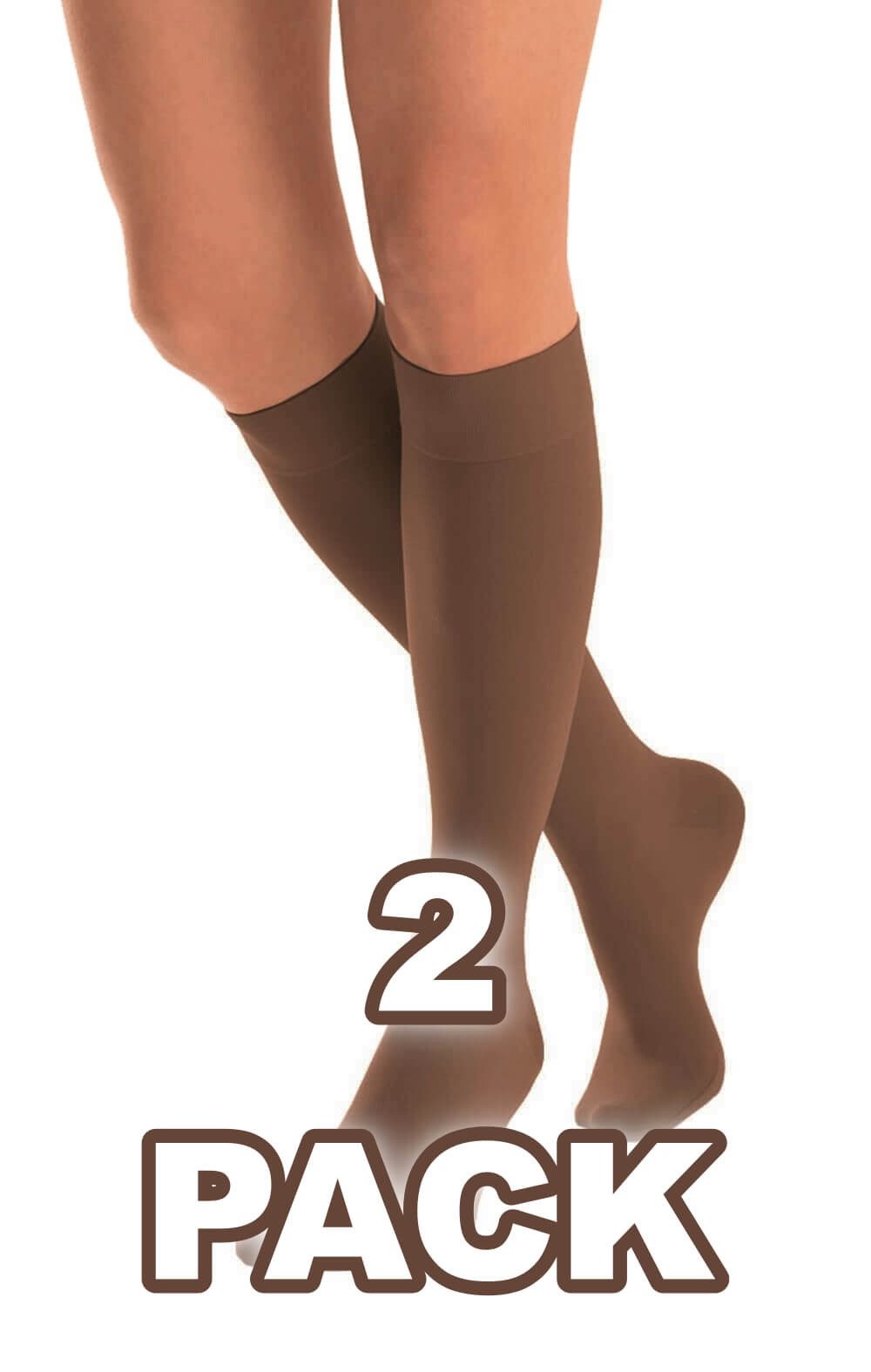 Aurellie Kniestrümpfe 2er Kniestrümpfe Lycra-Kniesocken mit 60 DEN Onesize (2-Paar)