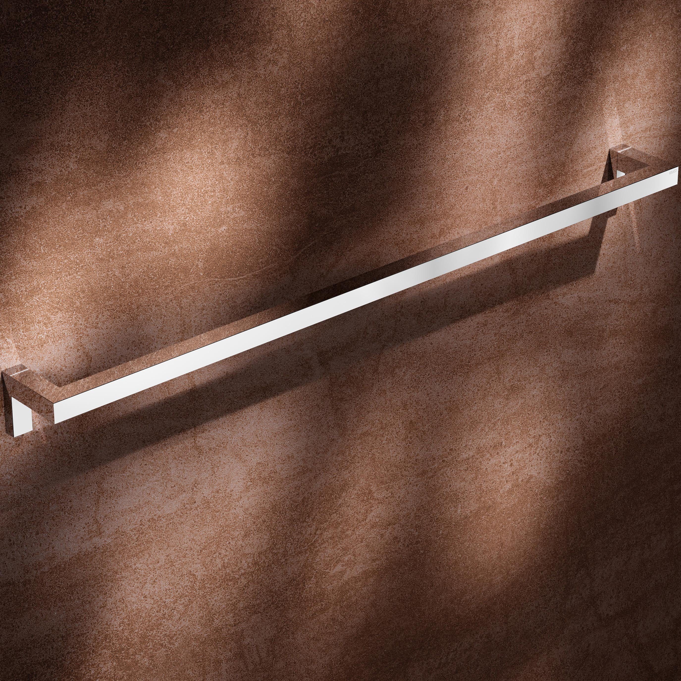Keuco Handtuchstange Edition 90 Square, Badetuchhalter aus Metall, hochglanz-verchromt, 80cm lang, Wandmontage