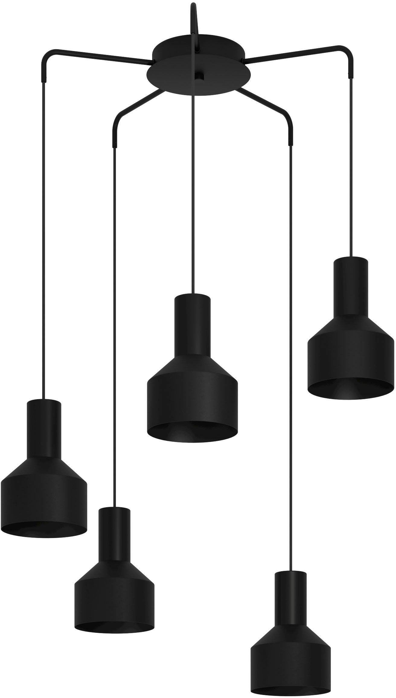EGLO Hängeleuchte CASIBARE, Leuchtmittel wechselbar, ohne Leuchtmittel, Hängeleuchte in schwarz aus Stahl - exkl. E27 - 40W | Pendelleuchten