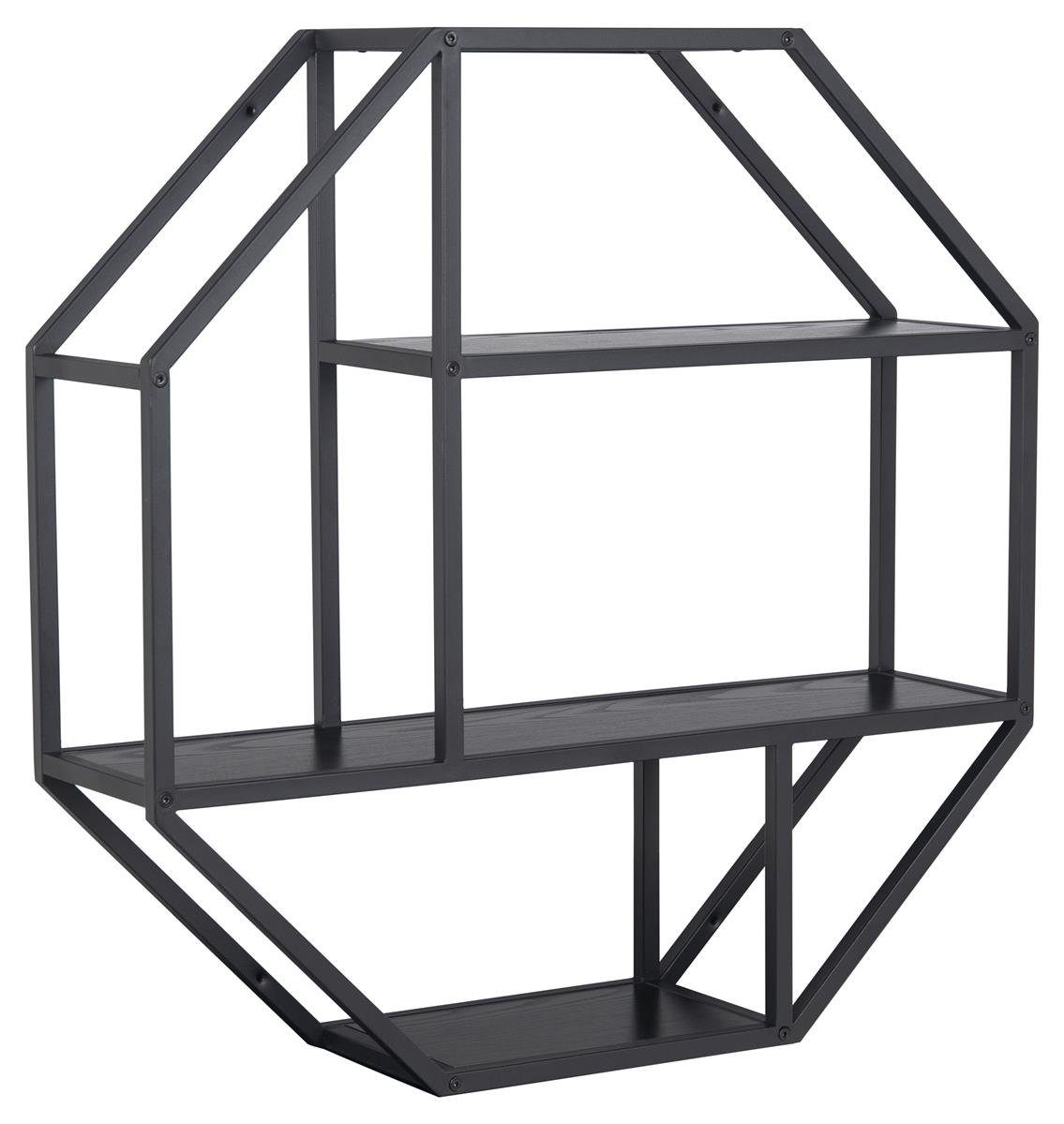 freiraum Hängeregal Hängeregal >Carney< in Esche Schwarz aus Metall - 77x77x20cm (BxHxT), 77 x 77 x 20 cm (B/H/T)
