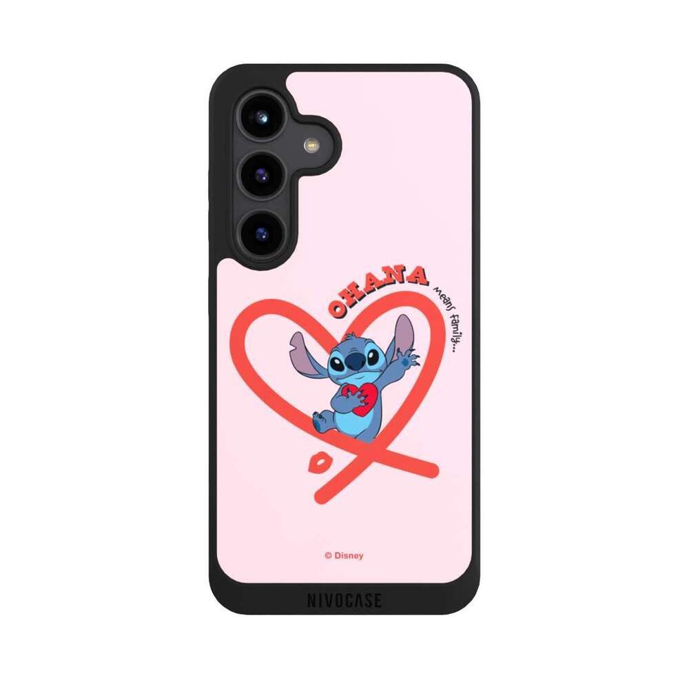 NIVOCASE Handyhülle Lilo & Stitch Herz Disney Stitch Ohana Pink Heart, Samsung Galaxy S24 Handyhülle Hülle NIVOpure Case Schwarz