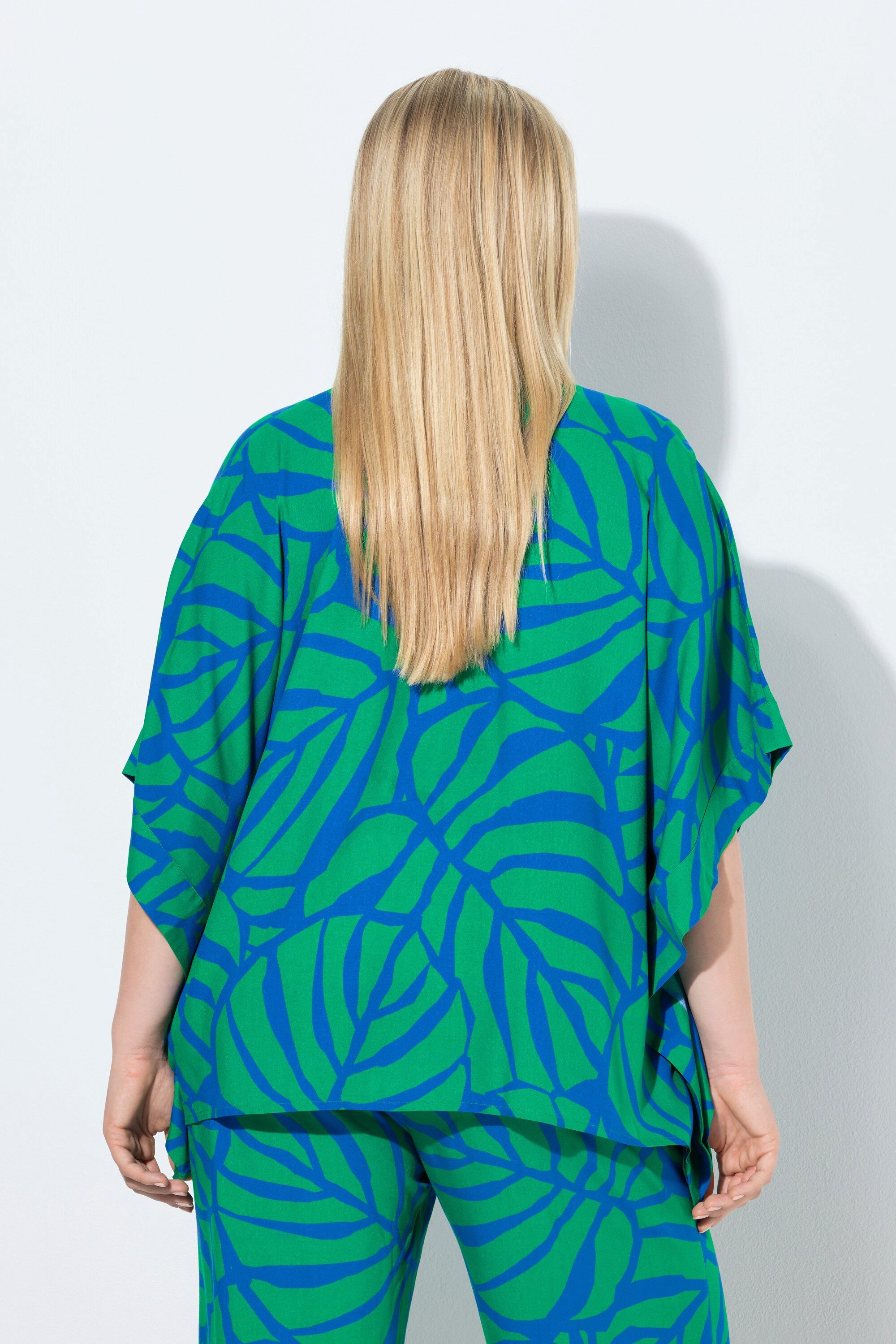 Ulla Popken Hemdbluse Poncho-Bluse Oversized Hemdkragen 3/4-Arm