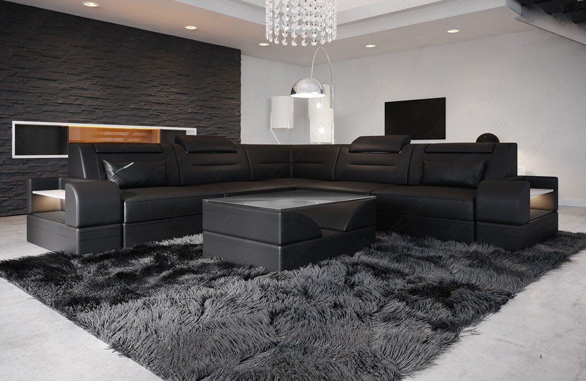 Sofa Dreams Ecksofa Leder Couch L mit L-Form wahlweise mit Ledersofa, Form Bettfunktion Ledersofa LED, Trivento Sofa