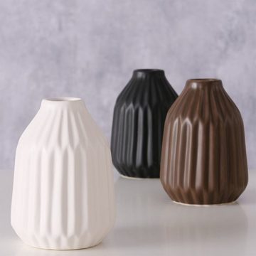 BOLTZE Dekovase Deko Vasen 3er Set aus Keramik Braun Schwarz Weiß
