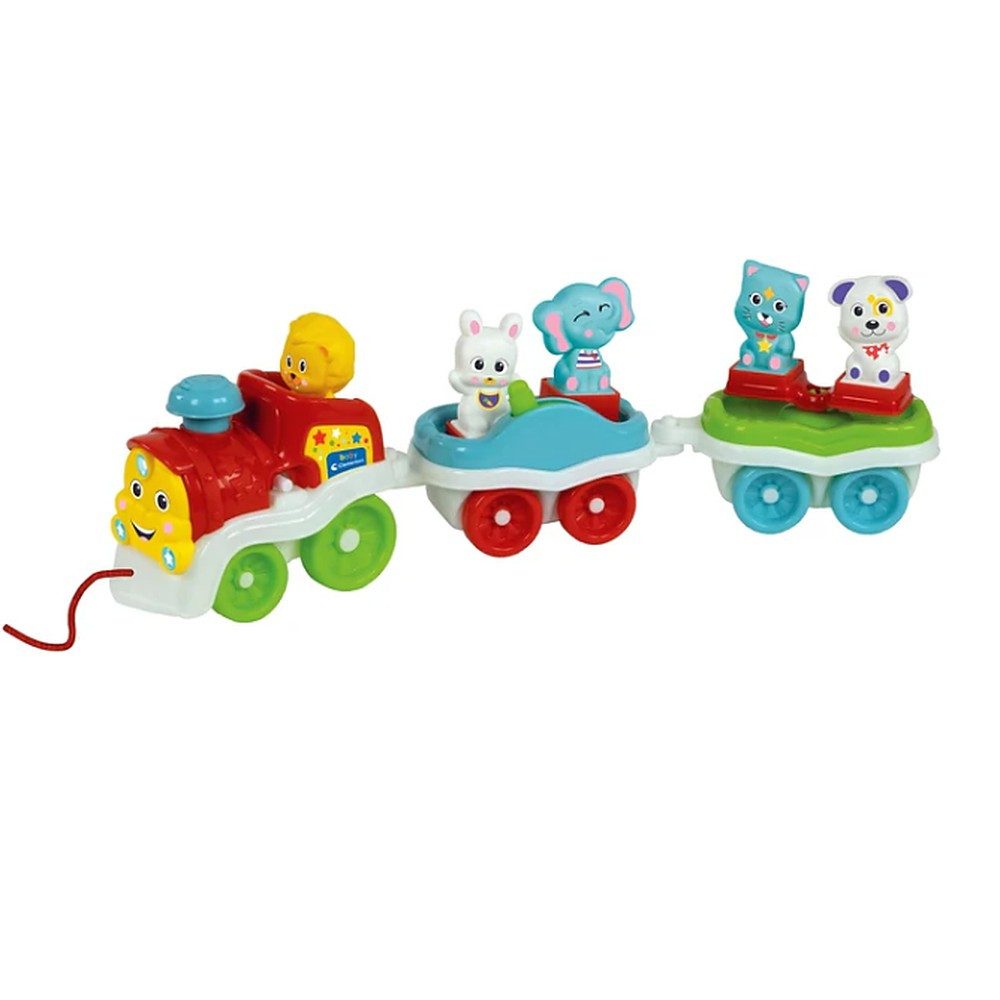 Clementoni® Spielzeug-Zug Tierzug Lernlokomotive Nachziehspielzeug, (Spar-Set, 1-tlg., 12-36 Monate interaktiv), Sprechender Zug, 5 Tierfiguren, zum Nachziehen