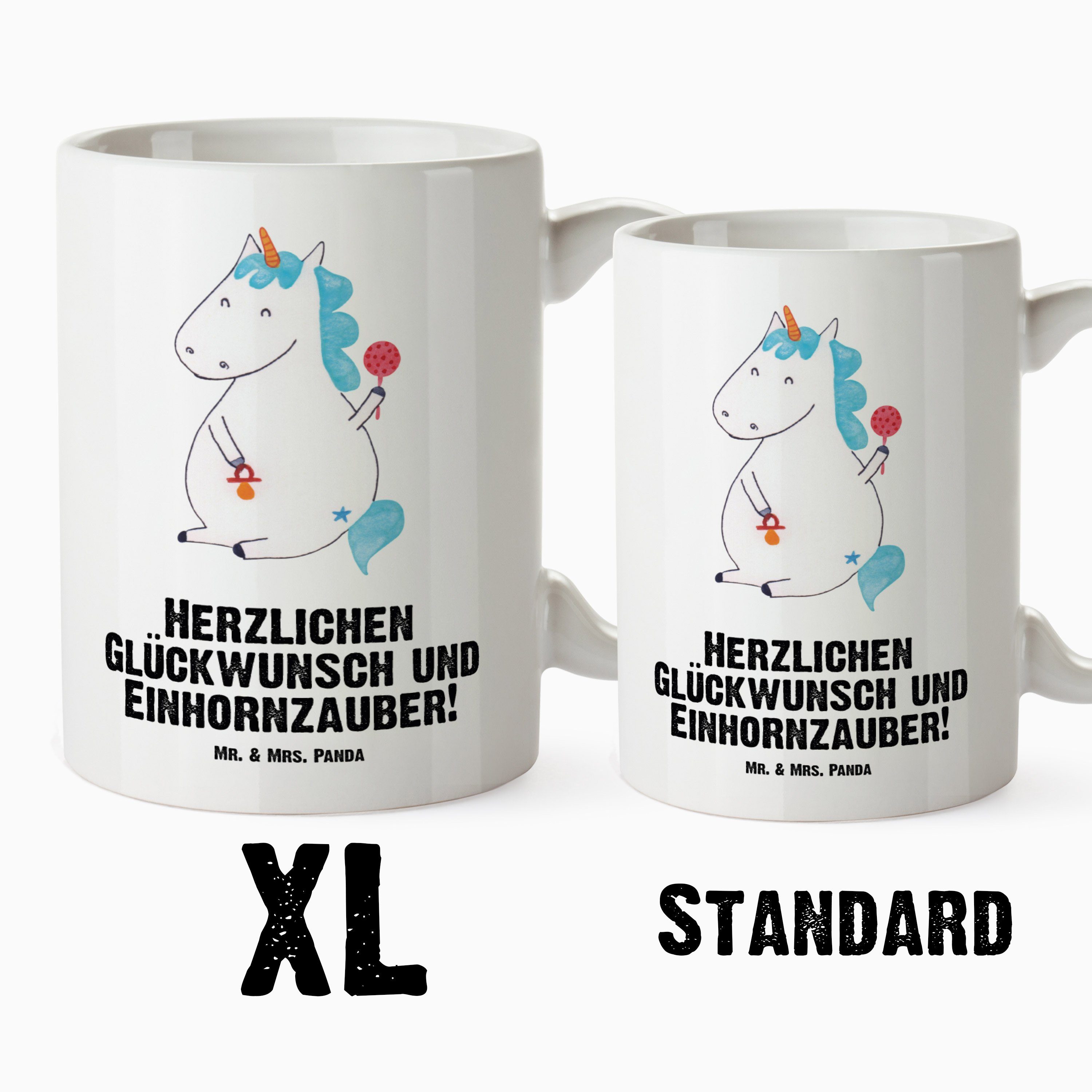 Grosse Tasse K, Mrs. Keramik Geschenk, Kaffeetasse, & Einhorn Weiß XL - Mr. Panda Unicorn, erstes - Baby Tasse