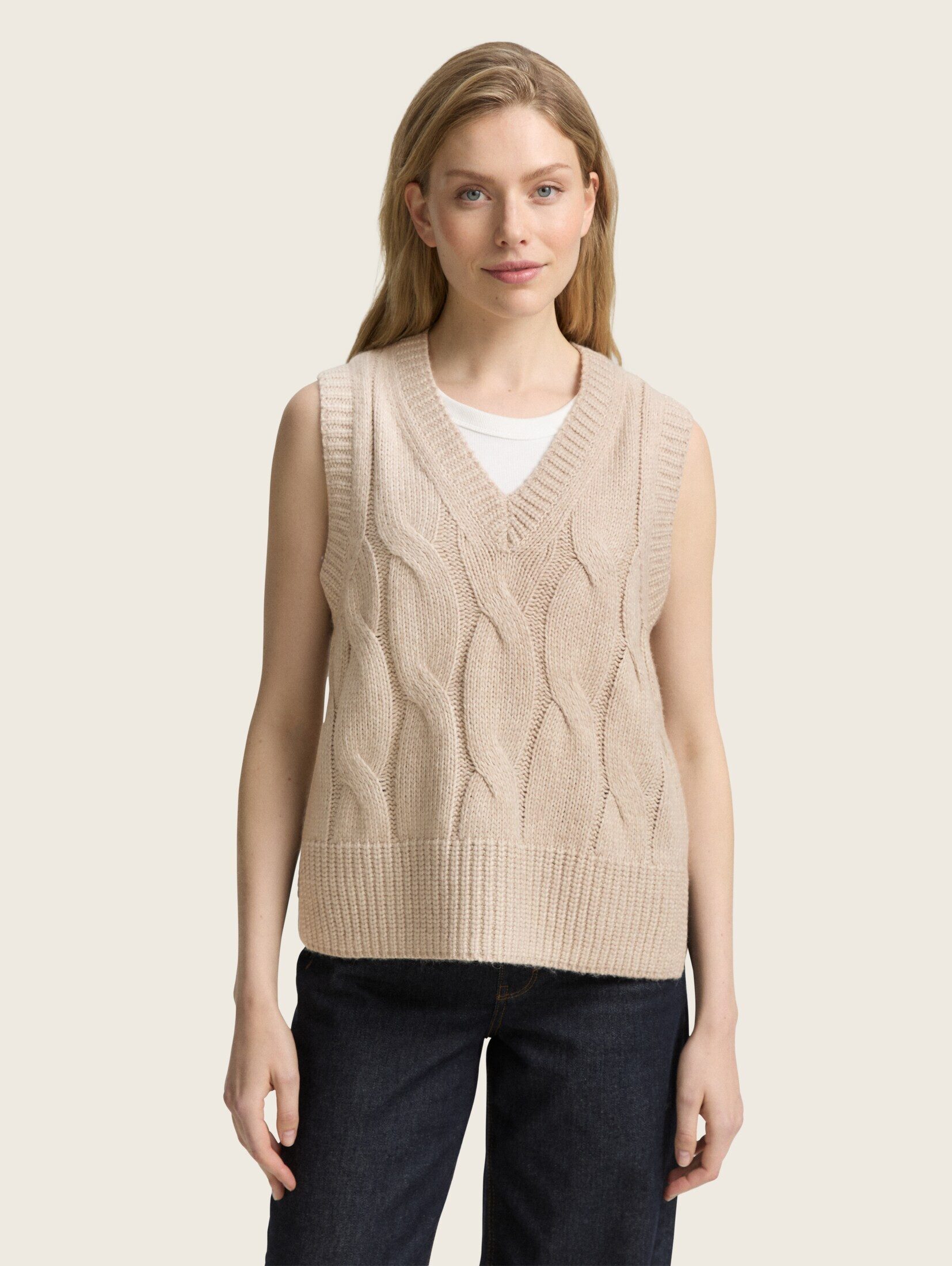 TOM TAILOR Strickpullover Pullunder mit Zopfmuster günstig online kaufen