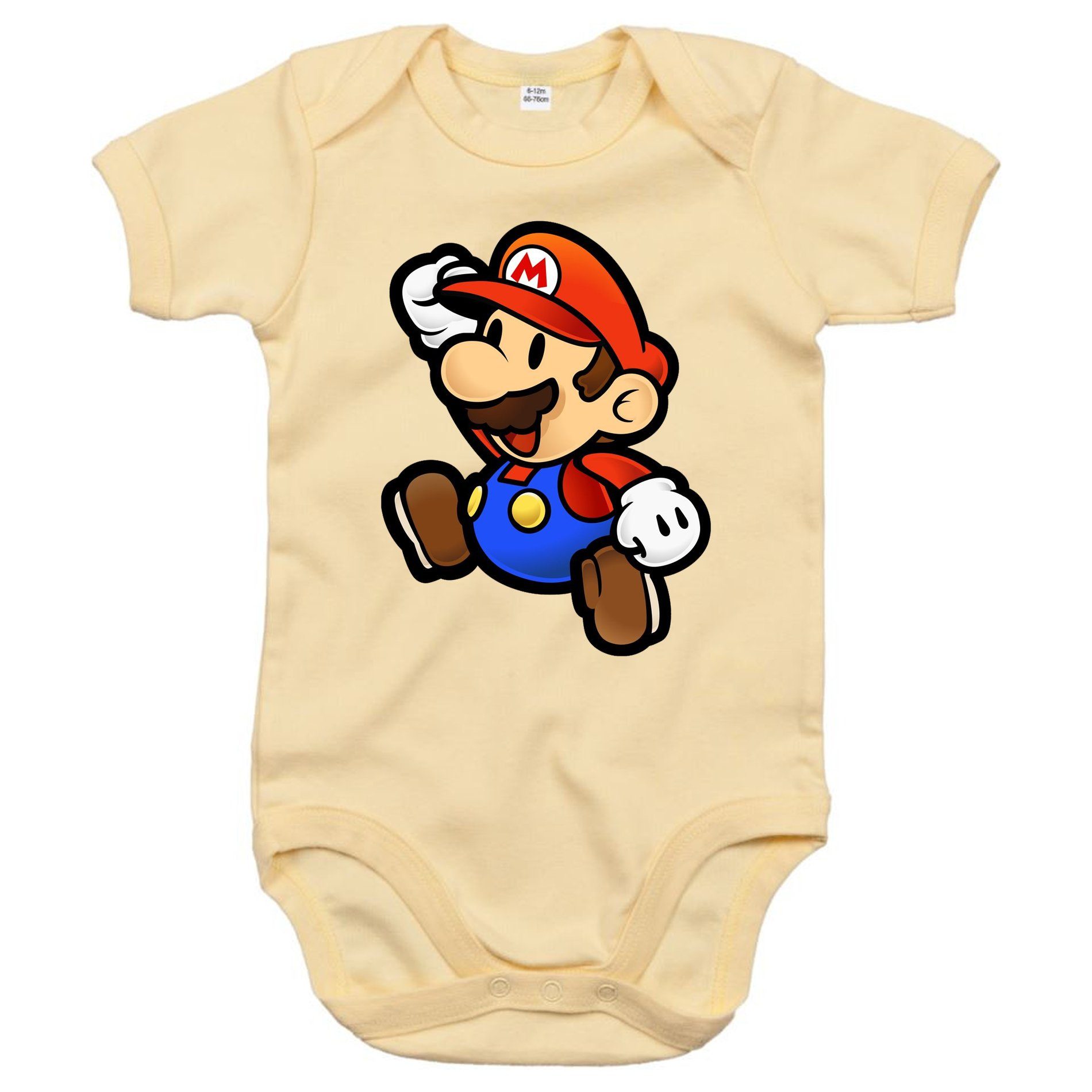 Druckknopf & mit Super Luigi Beige Blondie Strampler Nintendo Brownie Yoshi Mario Kinder Baby Gaming