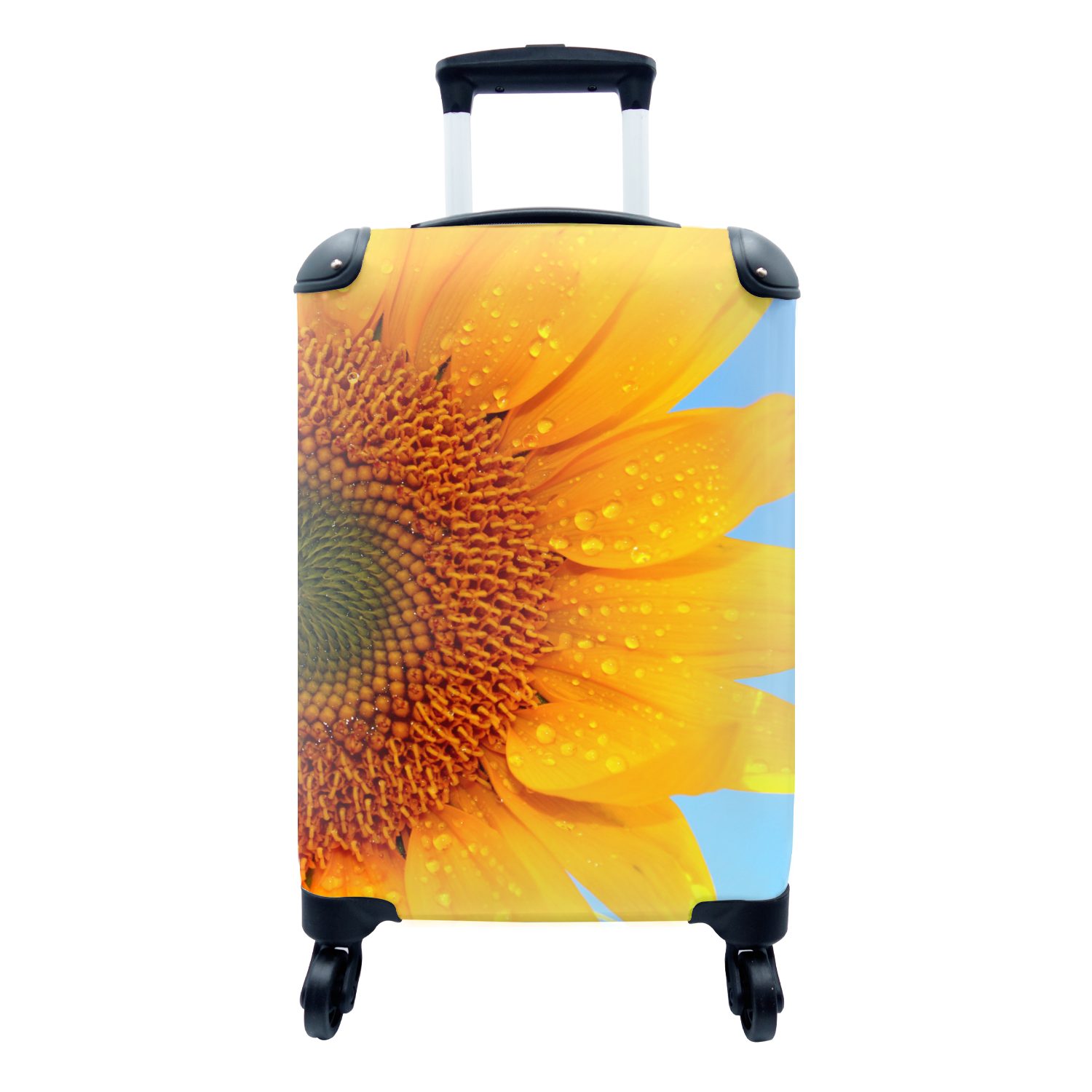 MuchoWow Handgepäckkoffer Nahaufnahme einer Sonnenblume, 4 Rollen, Reisetasche mit rollen, Handgepäck für Ferien, Trolley, Reisekoffer