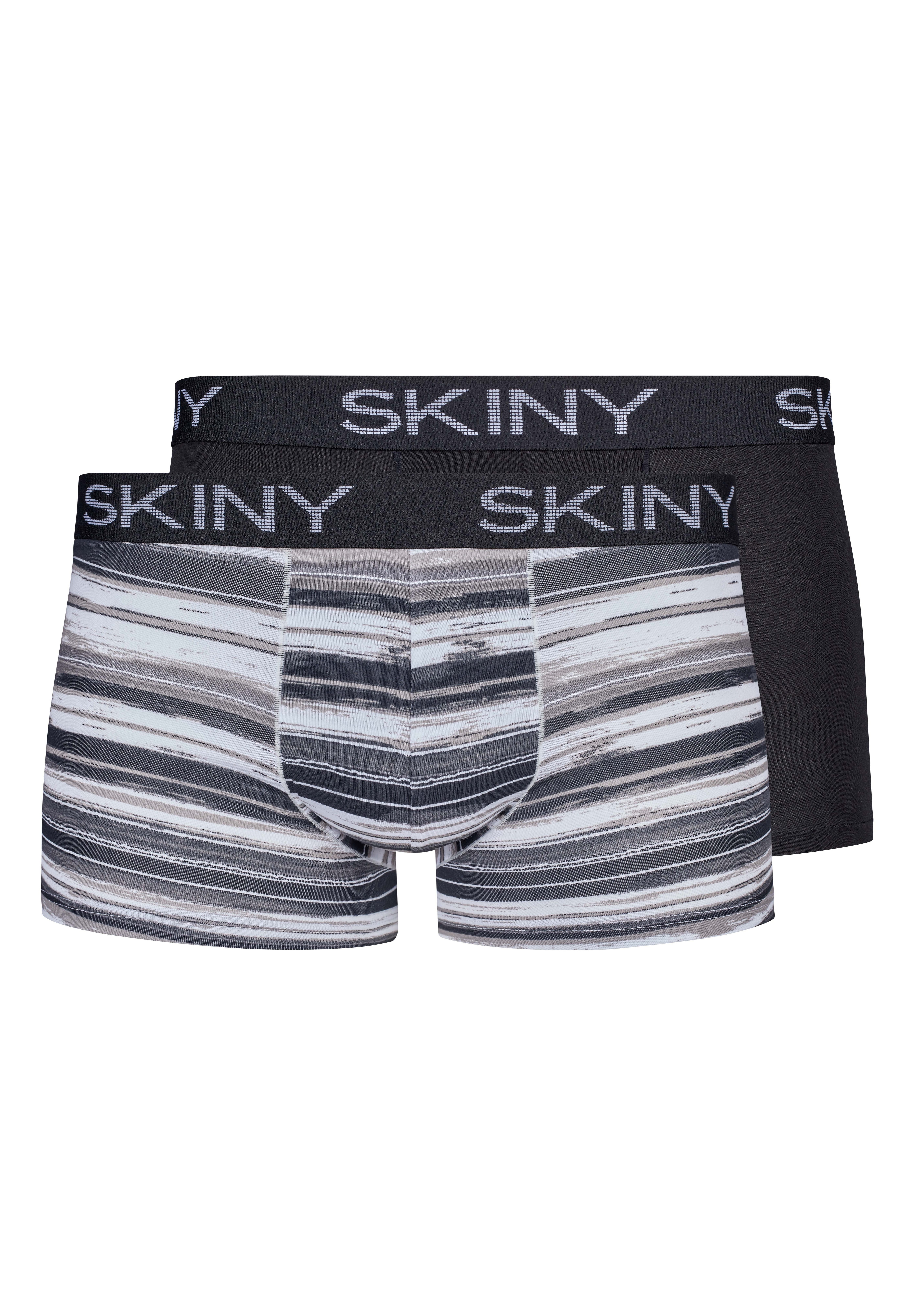 Skiny Retro Pants Doppelpack Boxershorts schwarz/weiß schwarz | (2-St) Doppelpack Herren