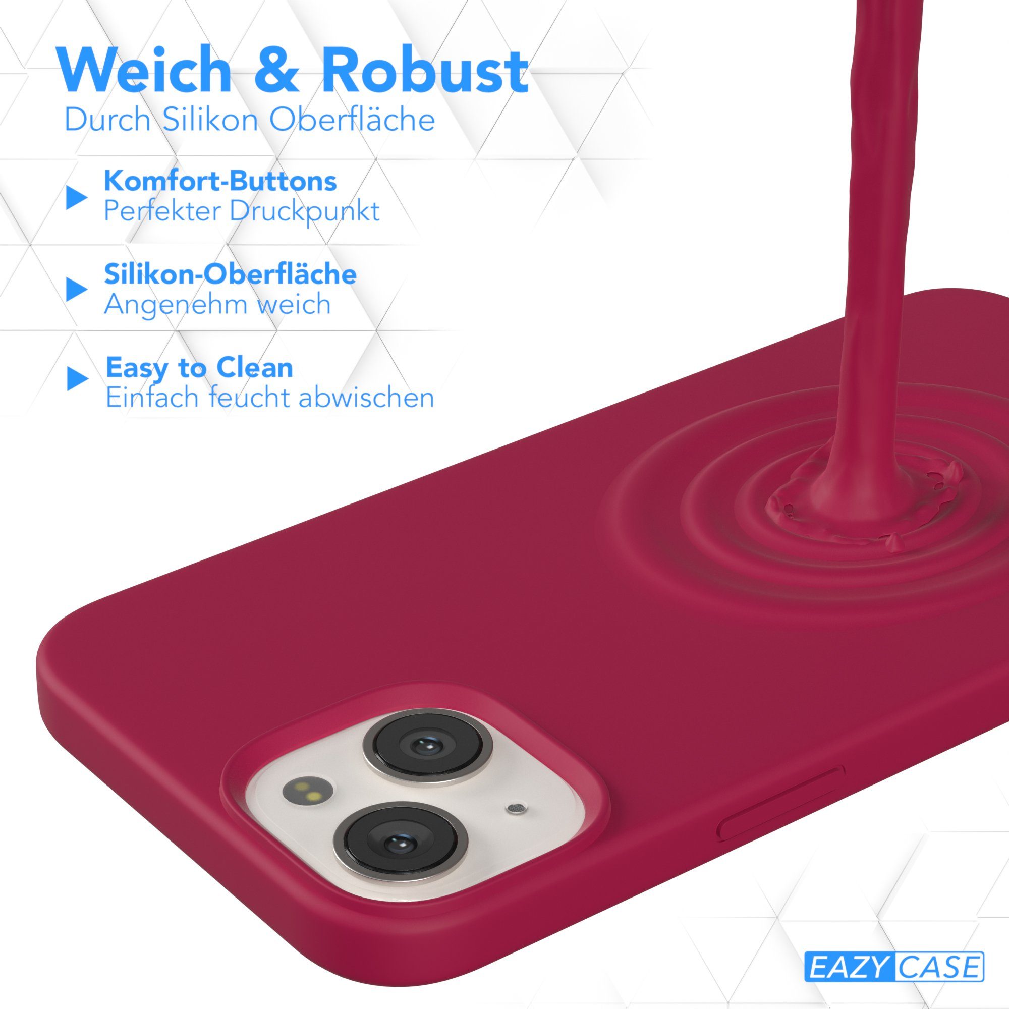 EAZY CASE Handyhülle Premium Silikon Case für Apple iPhone 13 6,1 Zoll, Hülle Silikon mit Displayschutz Handytasche aus Silikon Rot / Beere – Bild 4 von 5