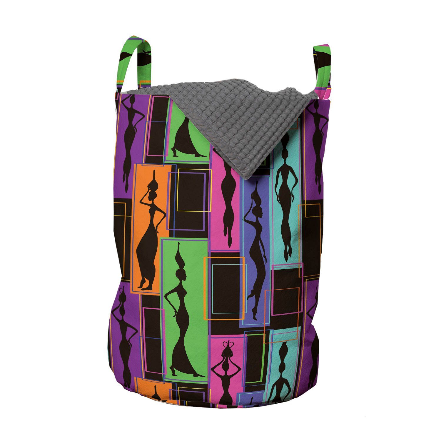 Abakuhaus Wäschesäckchen Wäschekorb Vasen Waschsalons, für Griffen afrikanische Frau mit auf Heads Kordelzugverschluss