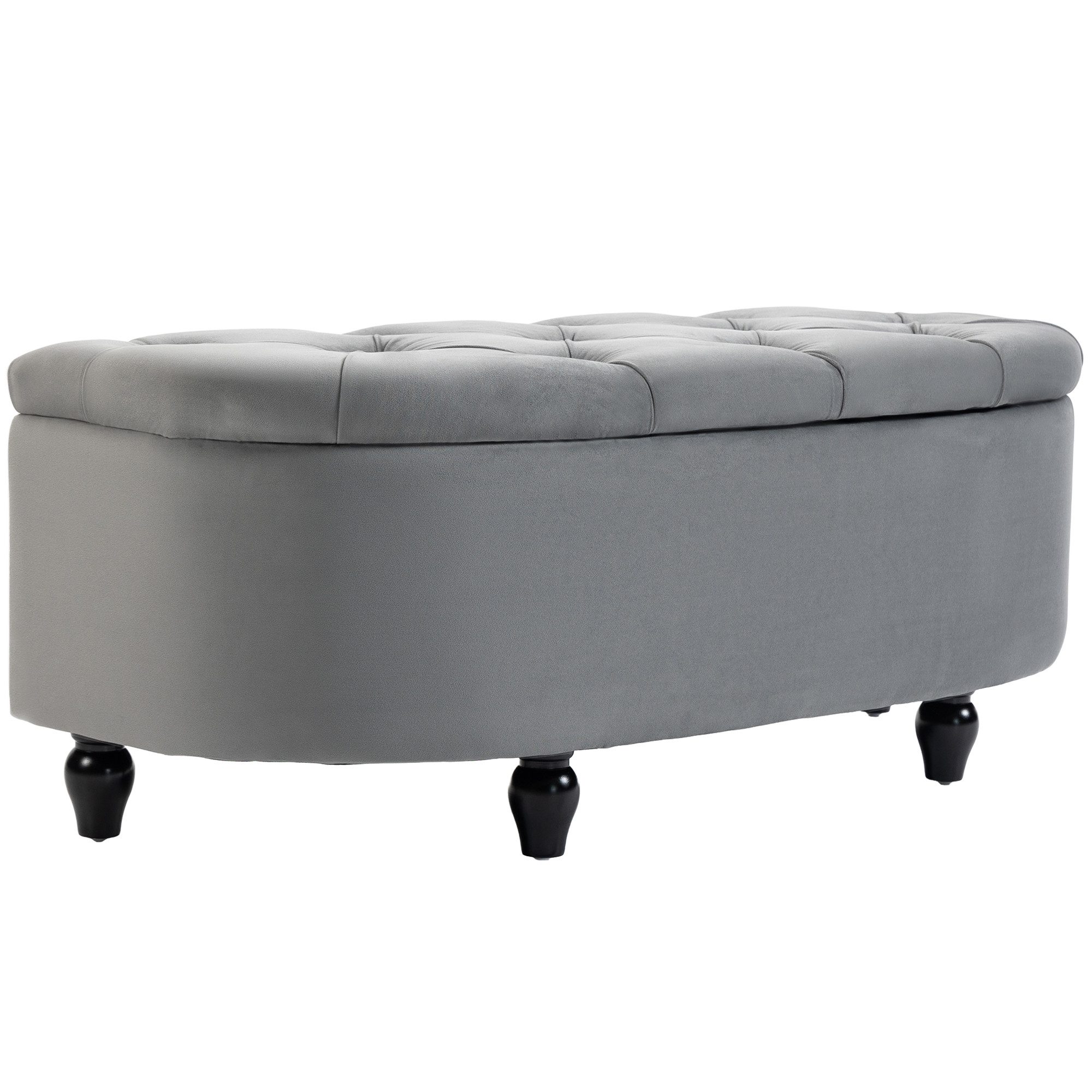HOMCOM Sitzbank mit geöffnetem Deckel, Velvet-Touch (Bank, 1-St., Hocker), für Wohnzimmer, Dunkelgrau