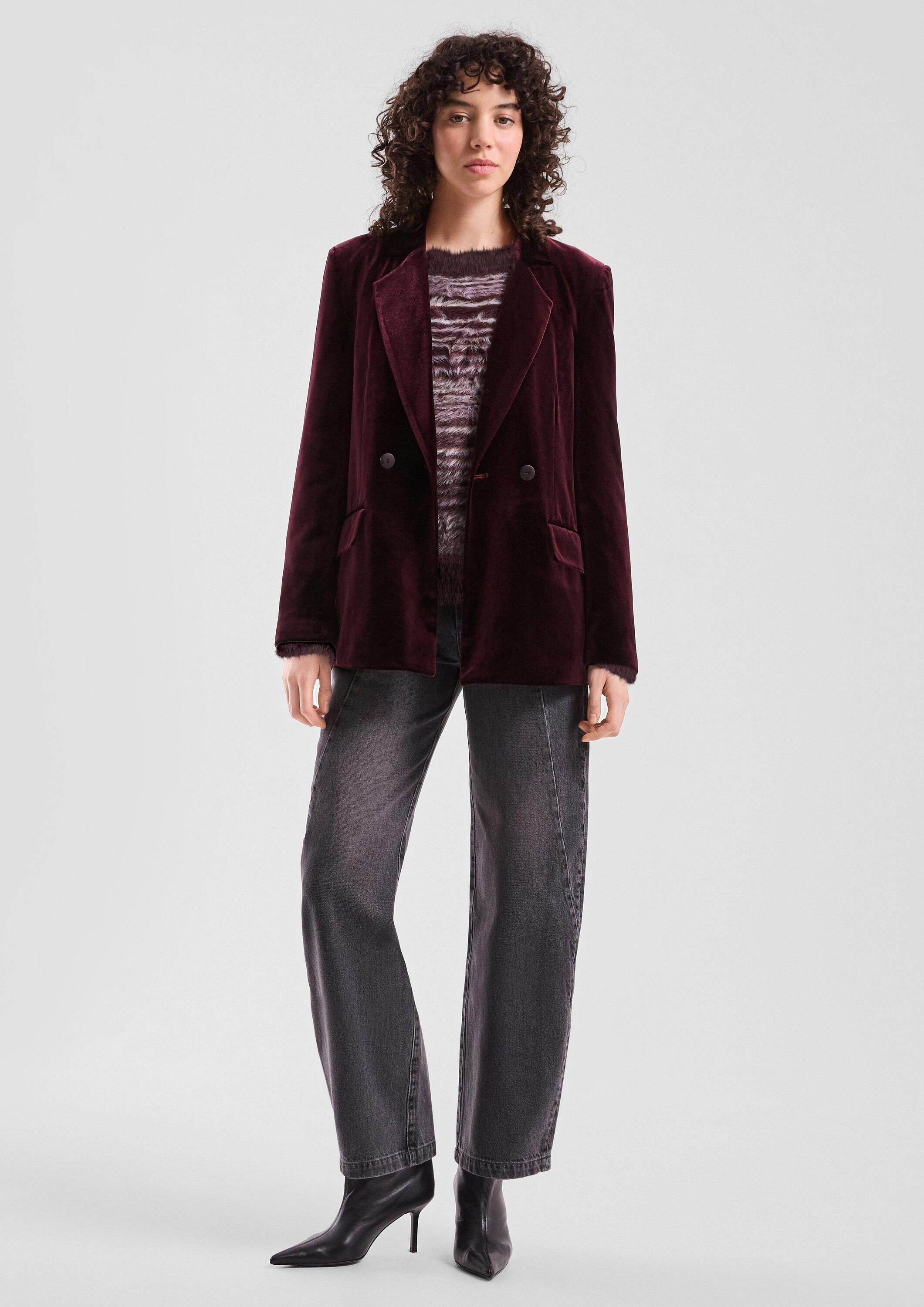 QS Longpullover Strickpullover Flauschiger Pullover