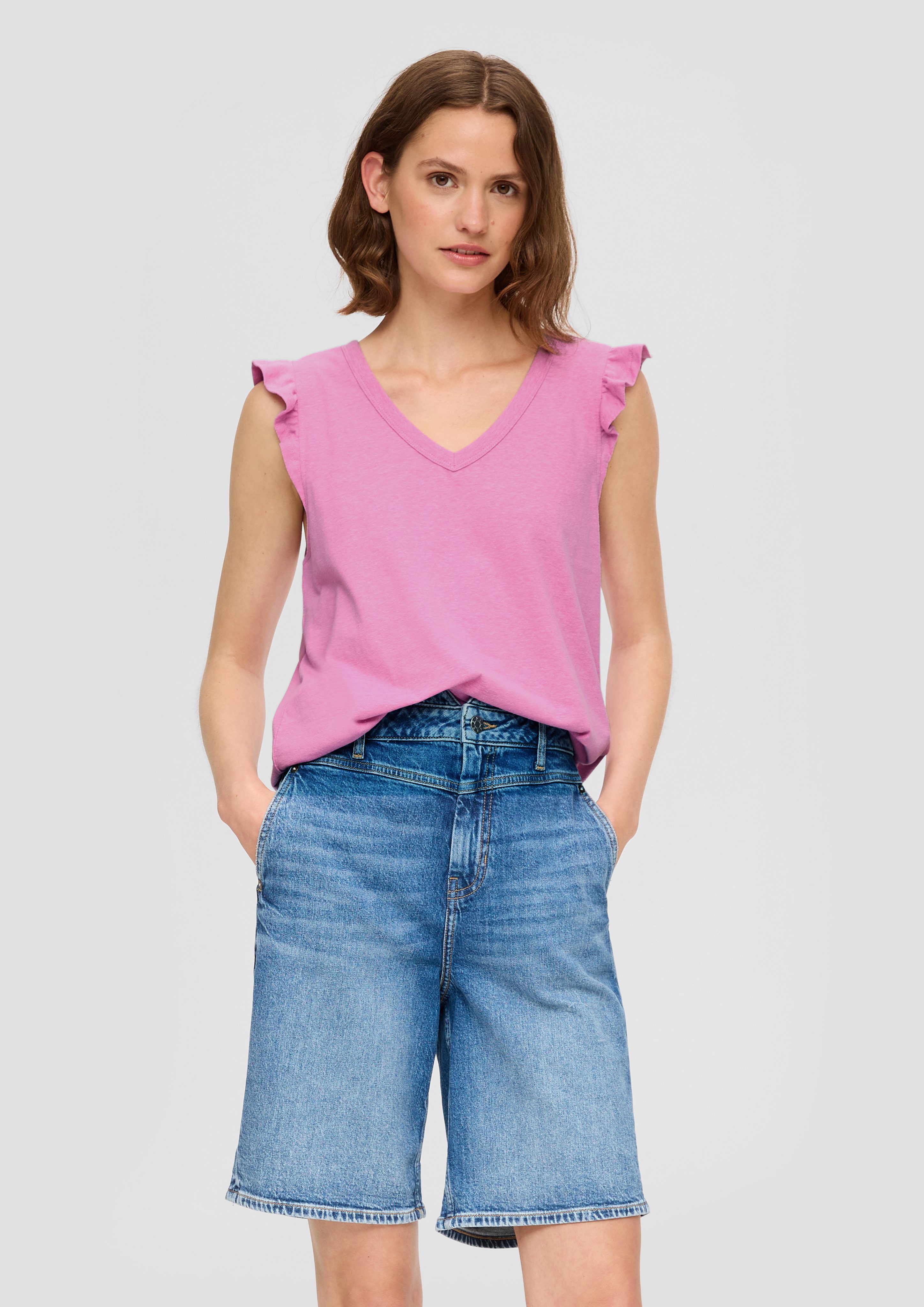 s.Oliver T-Shirt Ärmelloses Shirt aus Baumwollmix günstig online kaufen
