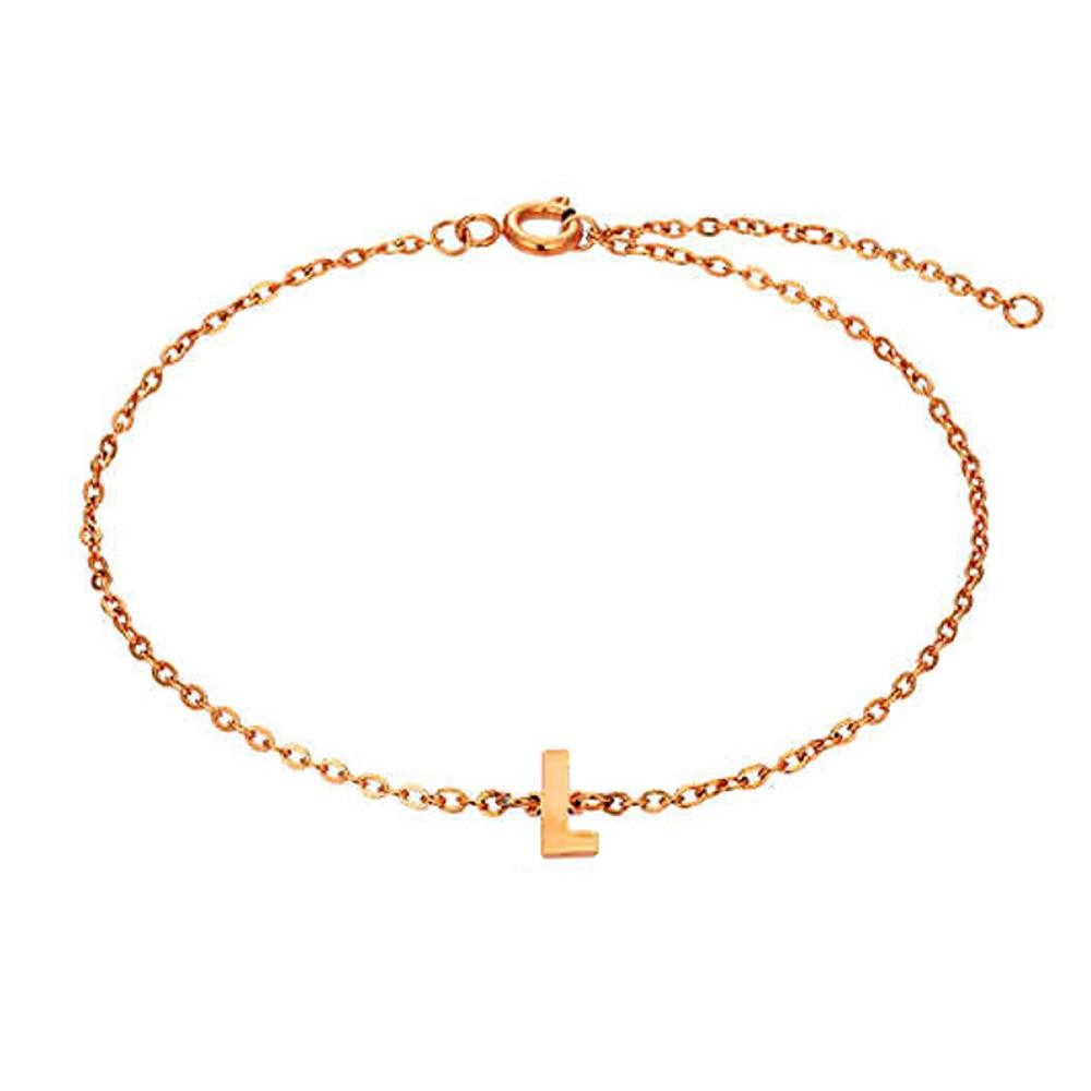 BUNGSA Goldarmband L - Buchstaben Armkette aus Edelstahl Roségold Unisex (1 Armband, 1-tlg), Bracelet Armschmuck