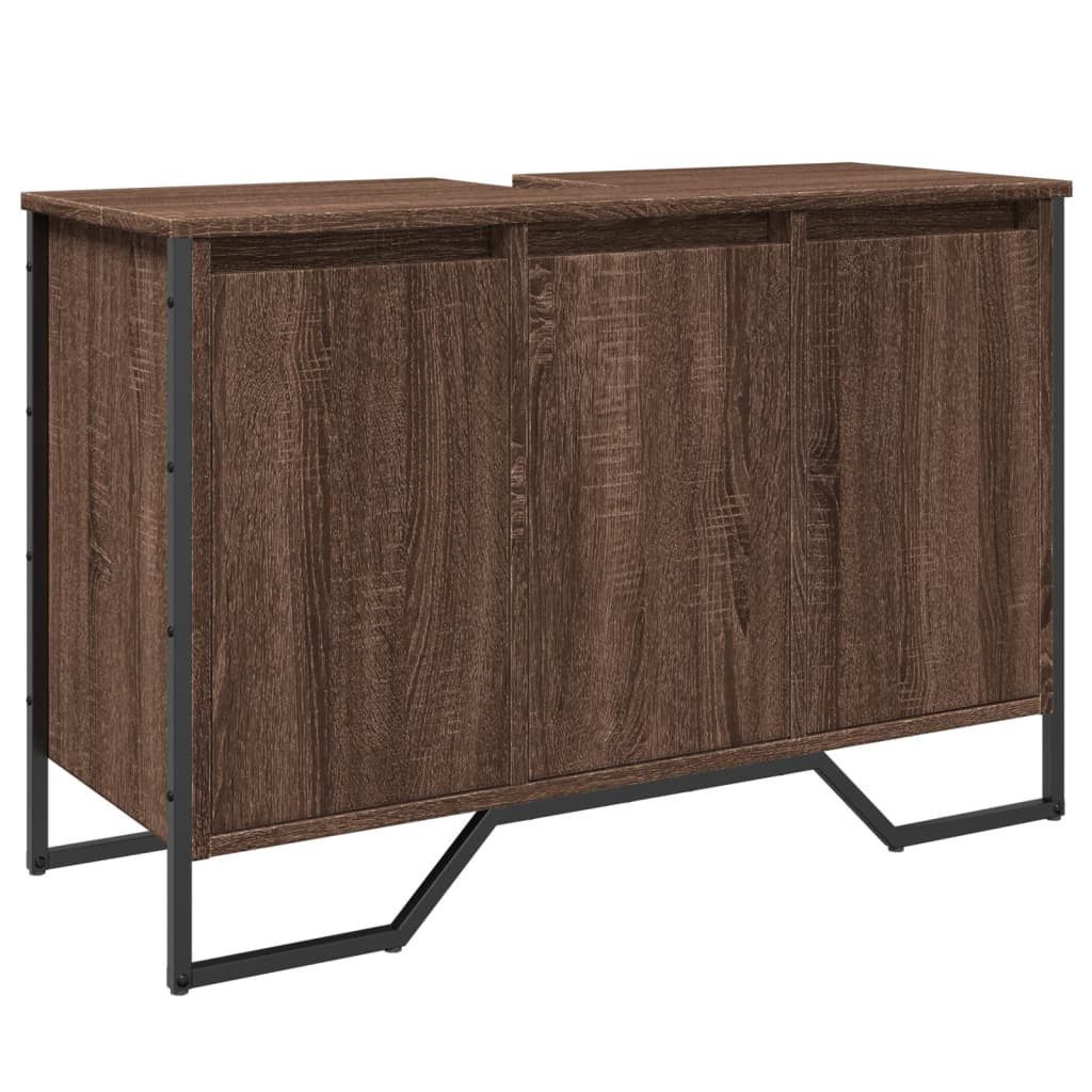 vidaXL Badezimmer-Set Waschbeckenunterschrank Braun Eichen-Optik 91x35x60 günstig online kaufen