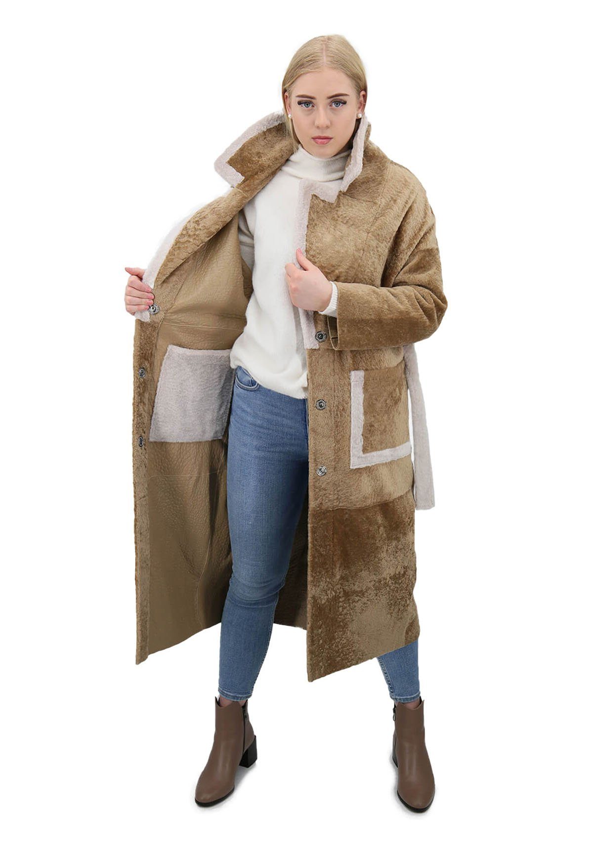 Hollert Winterjacke Lammfellmantel Shearling zum Wenden EB-06