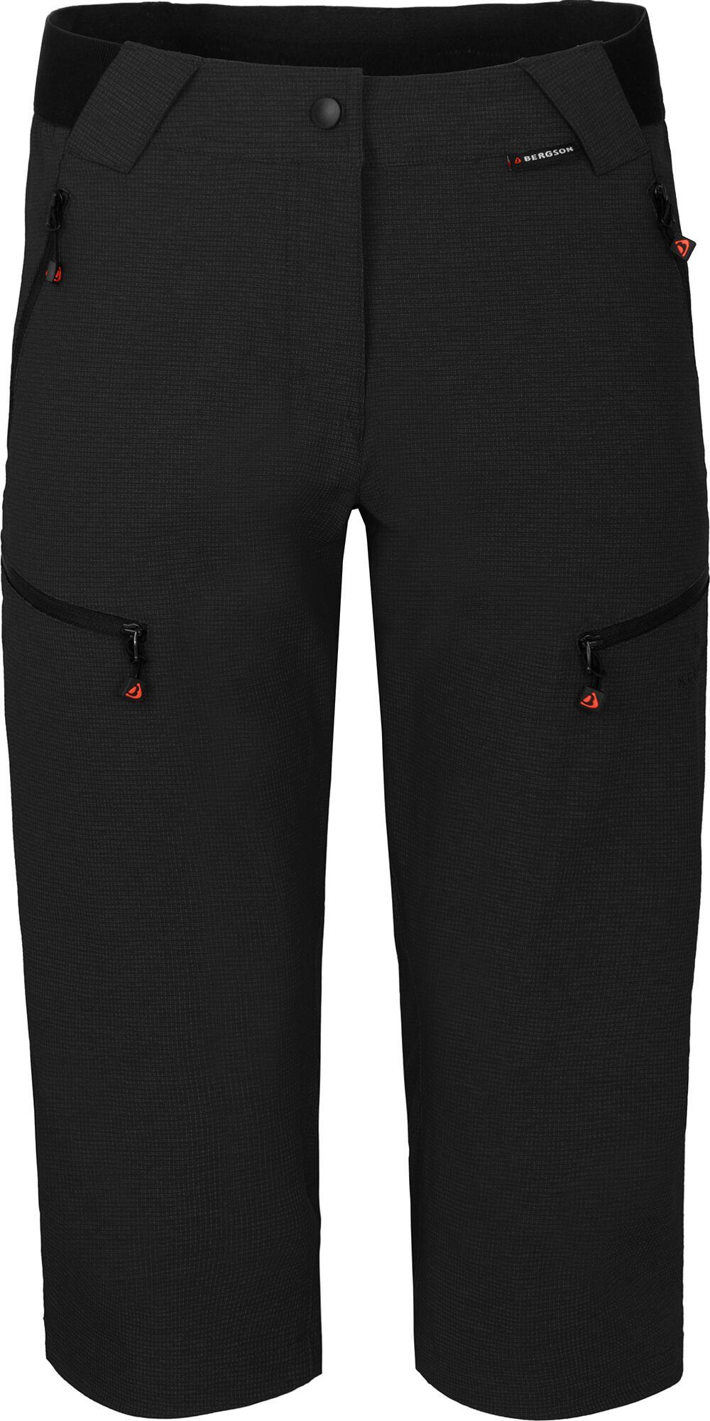 Bergson Outdoorhose PORI Capri Damen 3/4 Wanderhose, robust, elastisch, Normalgrößen, schwarz
