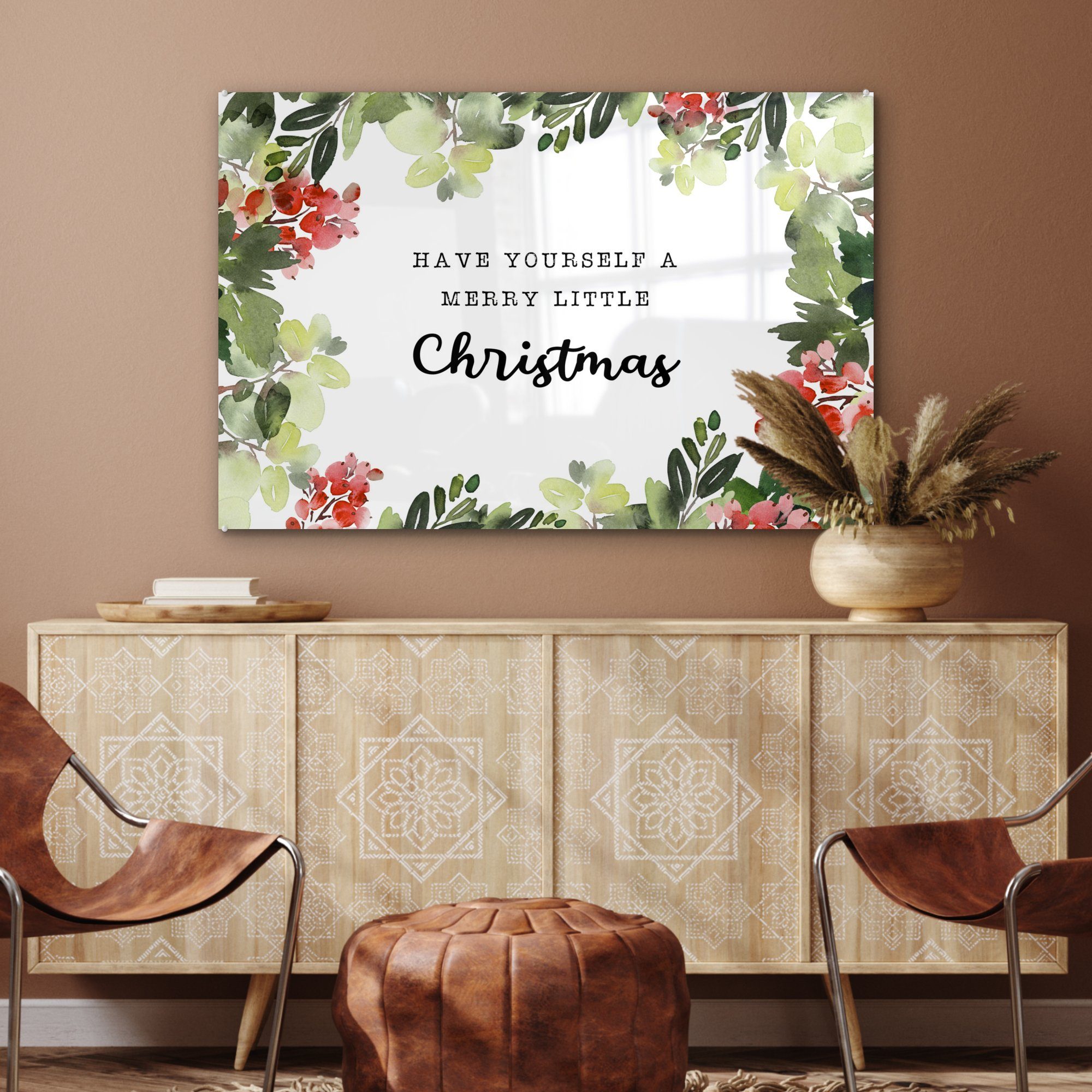 & Acrylglasbilder - Pflanzen, - Acrylglasbild MuchoWow Zitat St), Weihnachten (1 Schlafzimmer Wohnzimmer