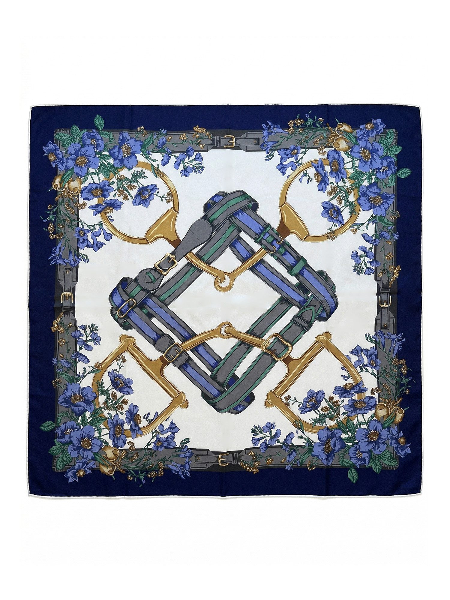 Vivi Idee Seidenschal 100% Maulbeerseide Seidenschal Reitsport, Quadratisches 88x88 cm, bedrucktes Seidenschal