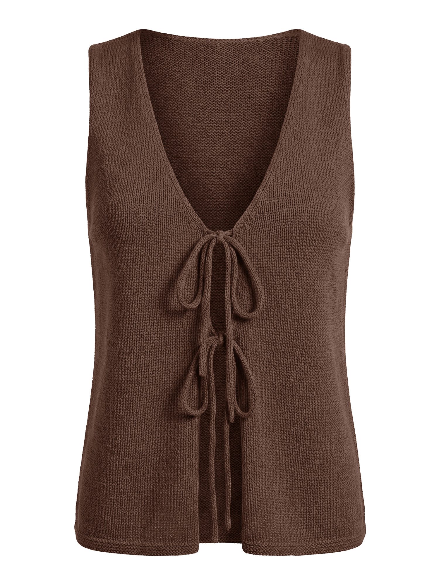 Imily Bela Kurzweste Damen Strickweste mit Bindeband vorne (Packung, 1-tlg., 1per-Pack) einfarbig