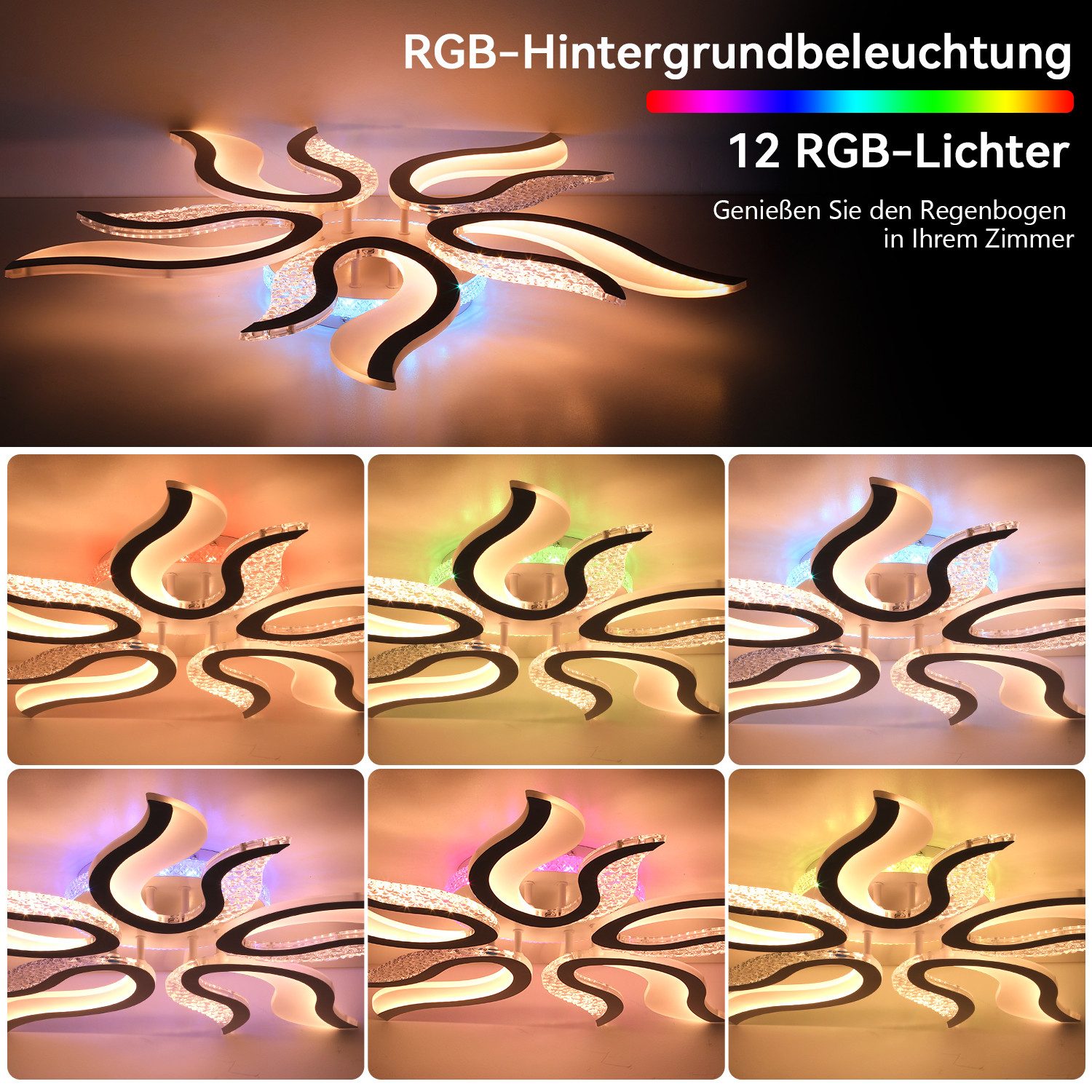 LETGOSPT Deckenleuchte 54W LED Deckenleuchte Mit günstig online kaufen