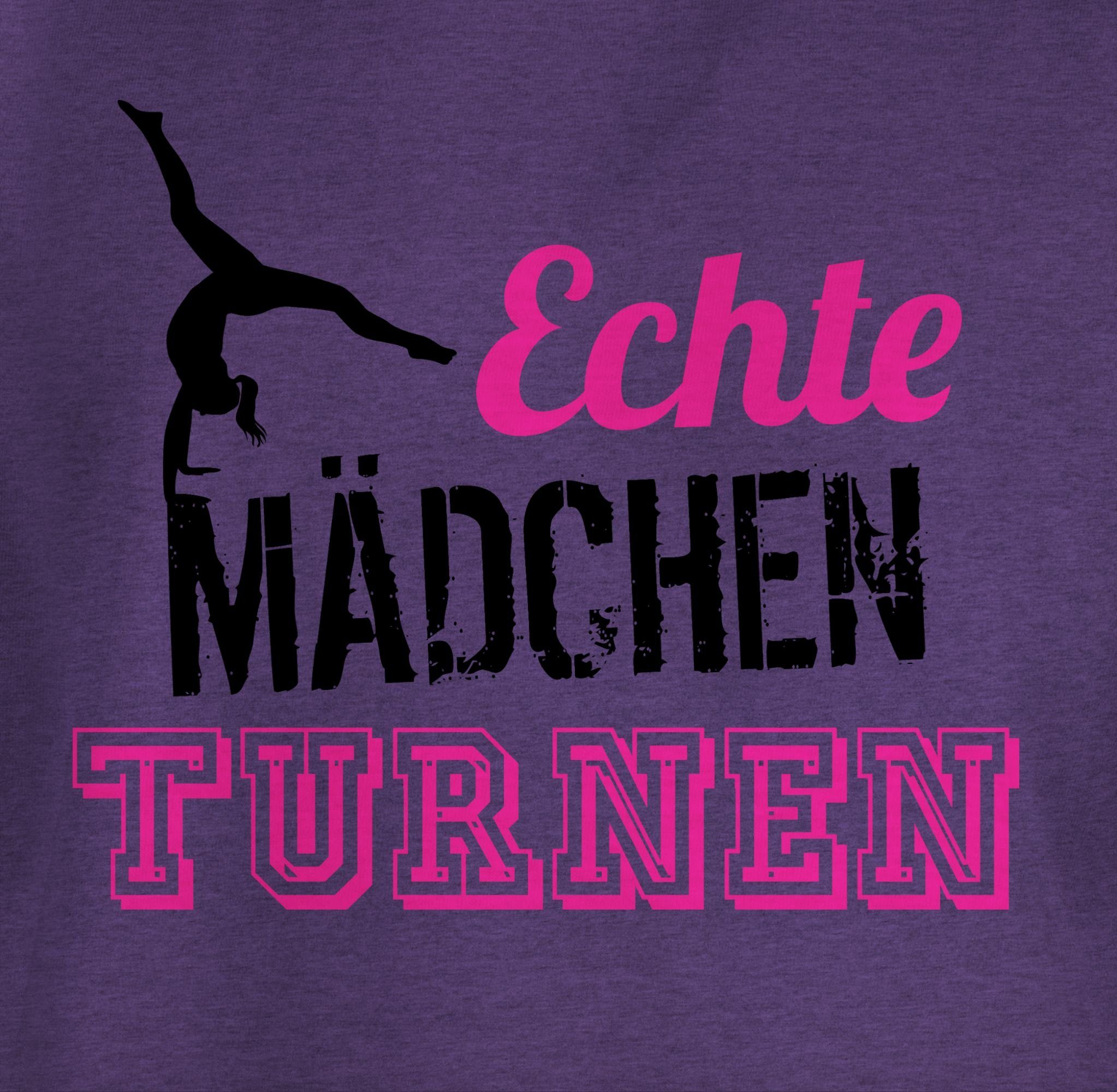 Shirtracer T-Shirt Echte Mädchen turnen fuchsia - schwarz Kinder Sport Kleidung