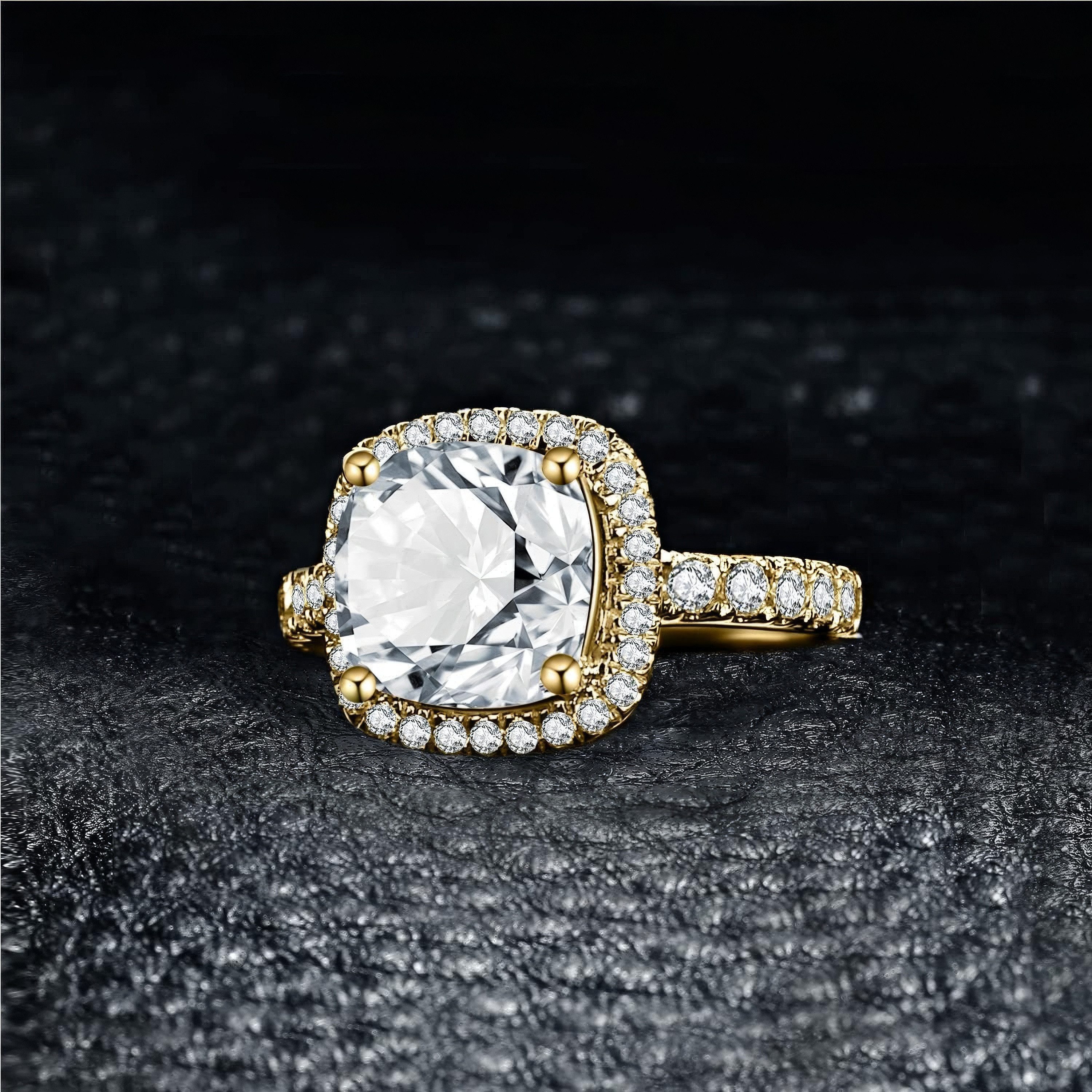 Jumpeak Diamantring 3 CT Kissenschliff Halo günstig online kaufen